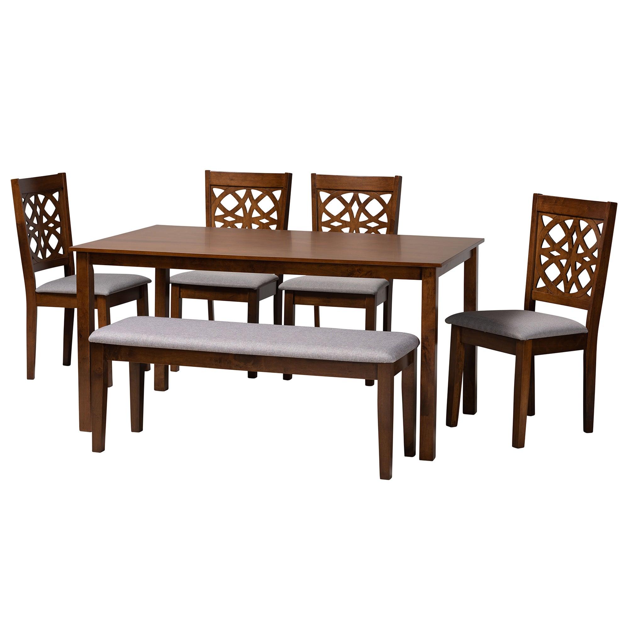 Abigail Modern Fabric and Finished Wood 6-Piece Dining Set