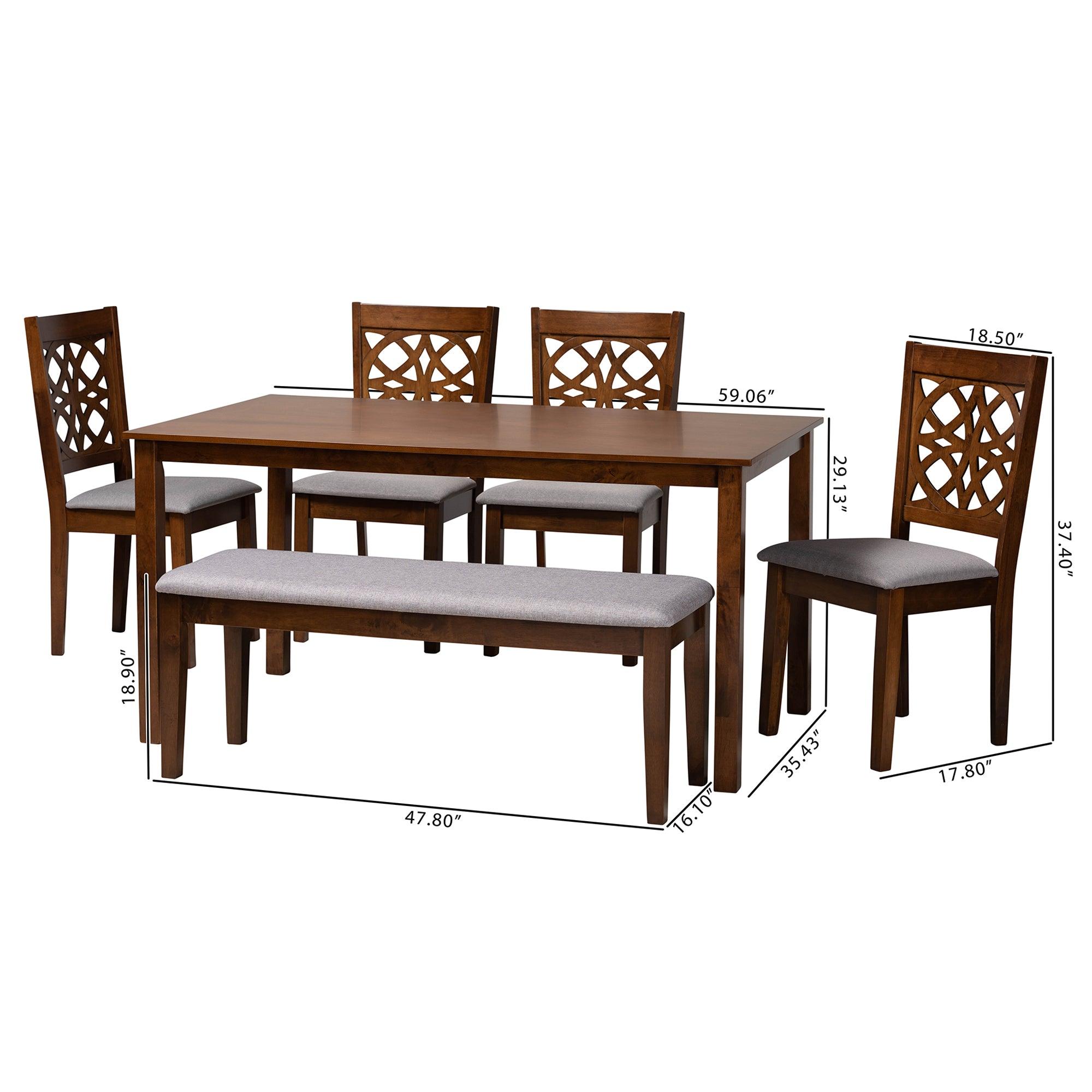 Abigail Modern Fabric and Finished Wood 6-Piece Dining Set