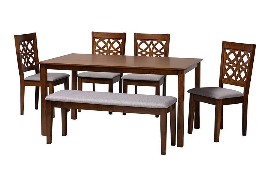 Abigail Modern Fabric and Finished Wood 6-Piece Dining Set