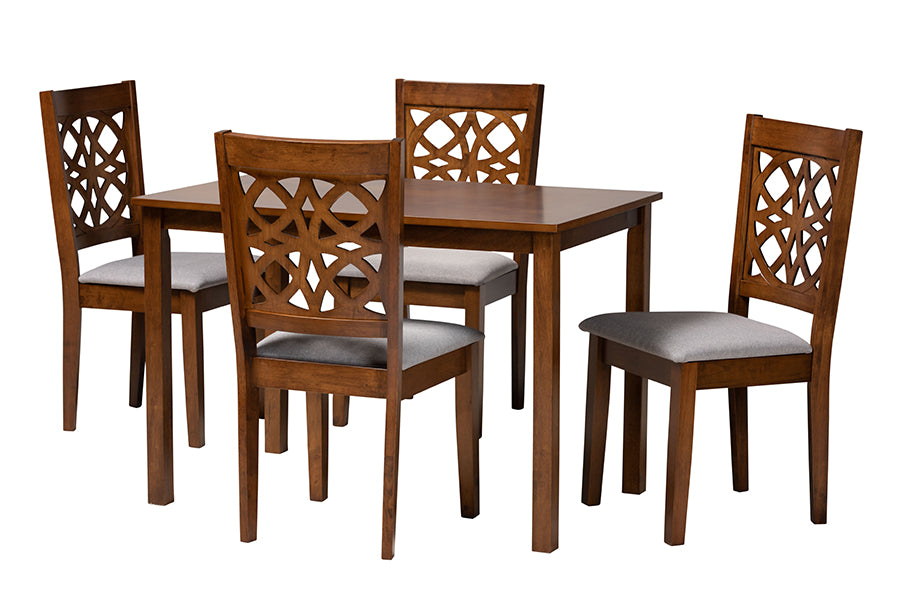 Abigail Modern Fabric and Finished Wood 5-Piece Dining Set