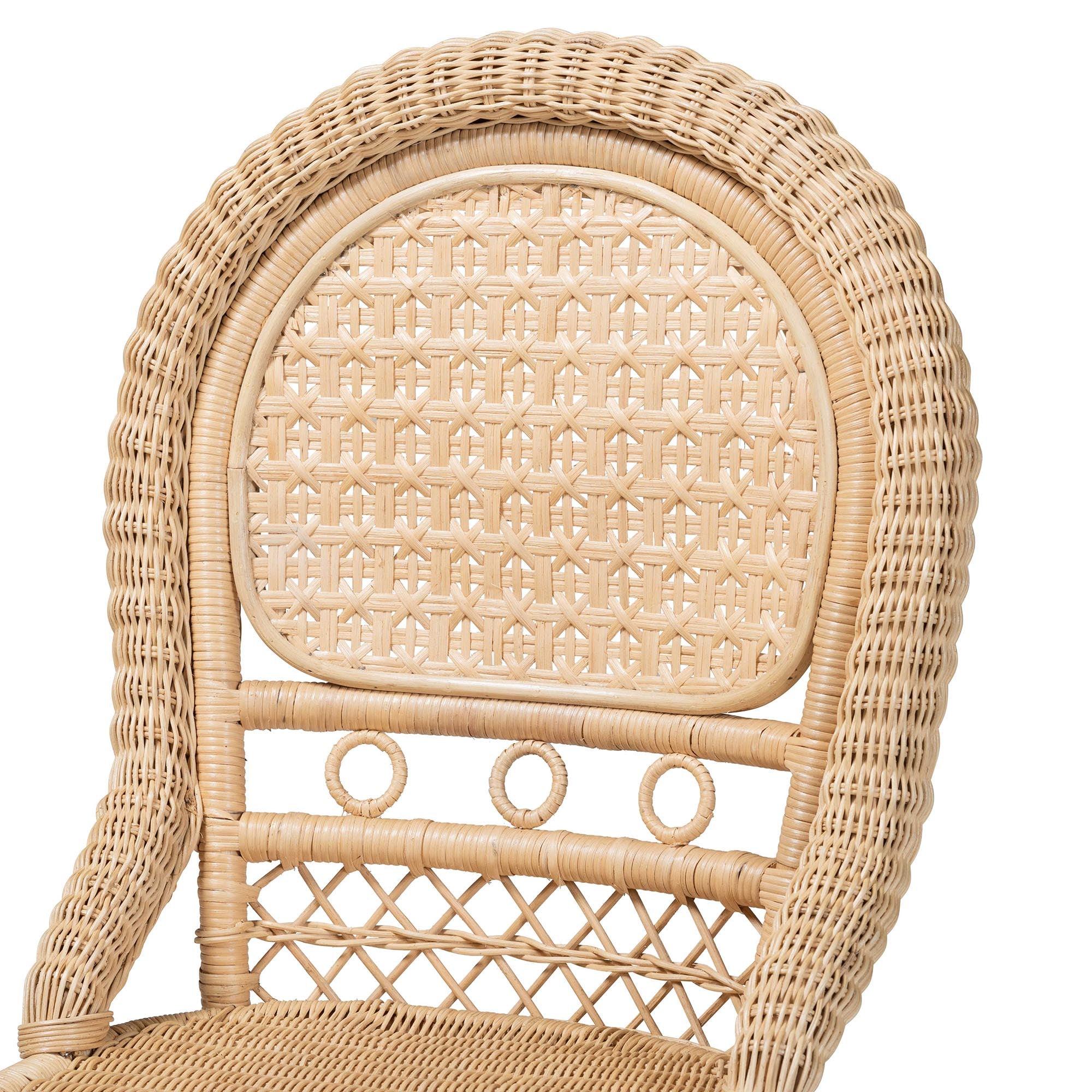 bali & pari Jelita Modern Bohemian Rattan 2-Piece Dining Chair Set