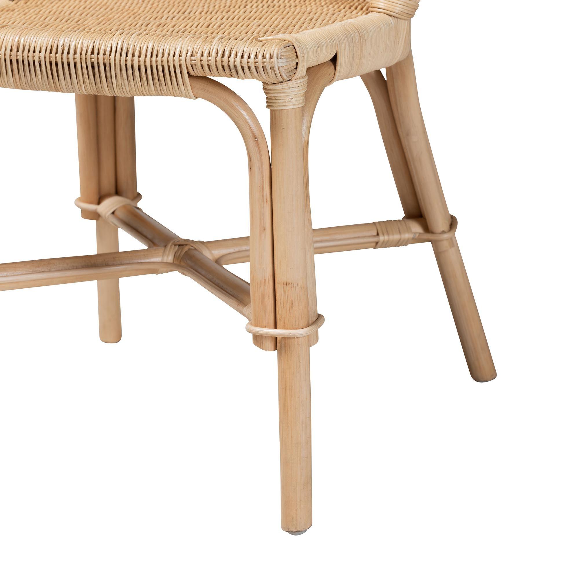 bali & pari Jelita Modern Bohemian Rattan 2-Piece Dining Chair Set