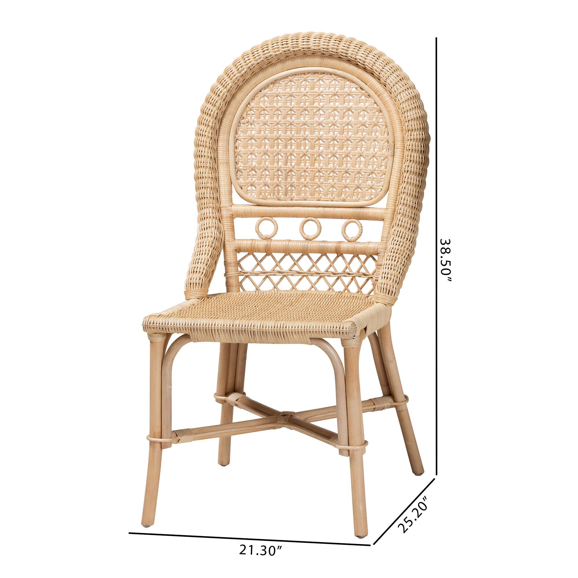 bali & pari Jelita Modern Bohemian Rattan 2-Piece Dining Chair Set