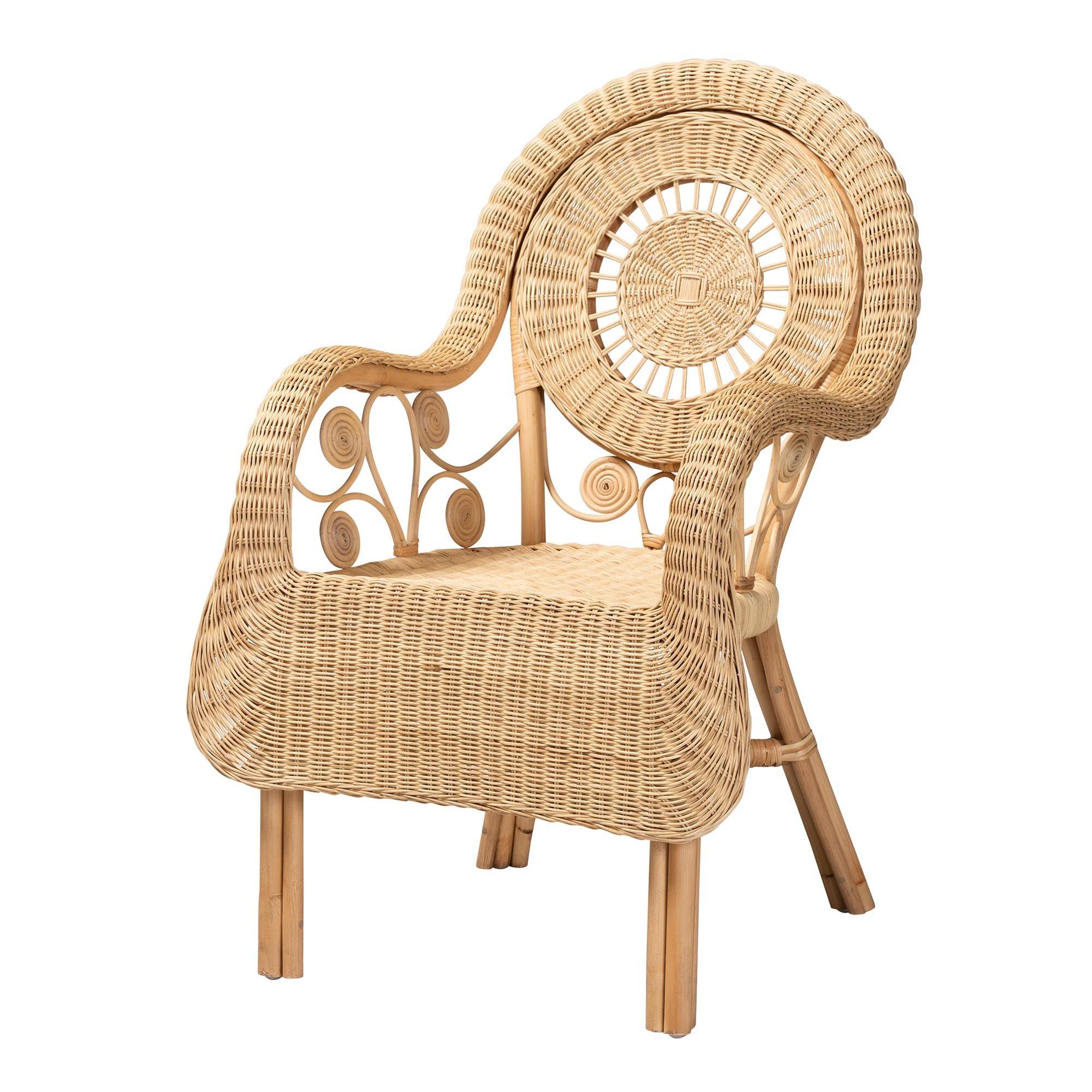 bali & pari Putri Modern Bohemian Rattan Arm Chair