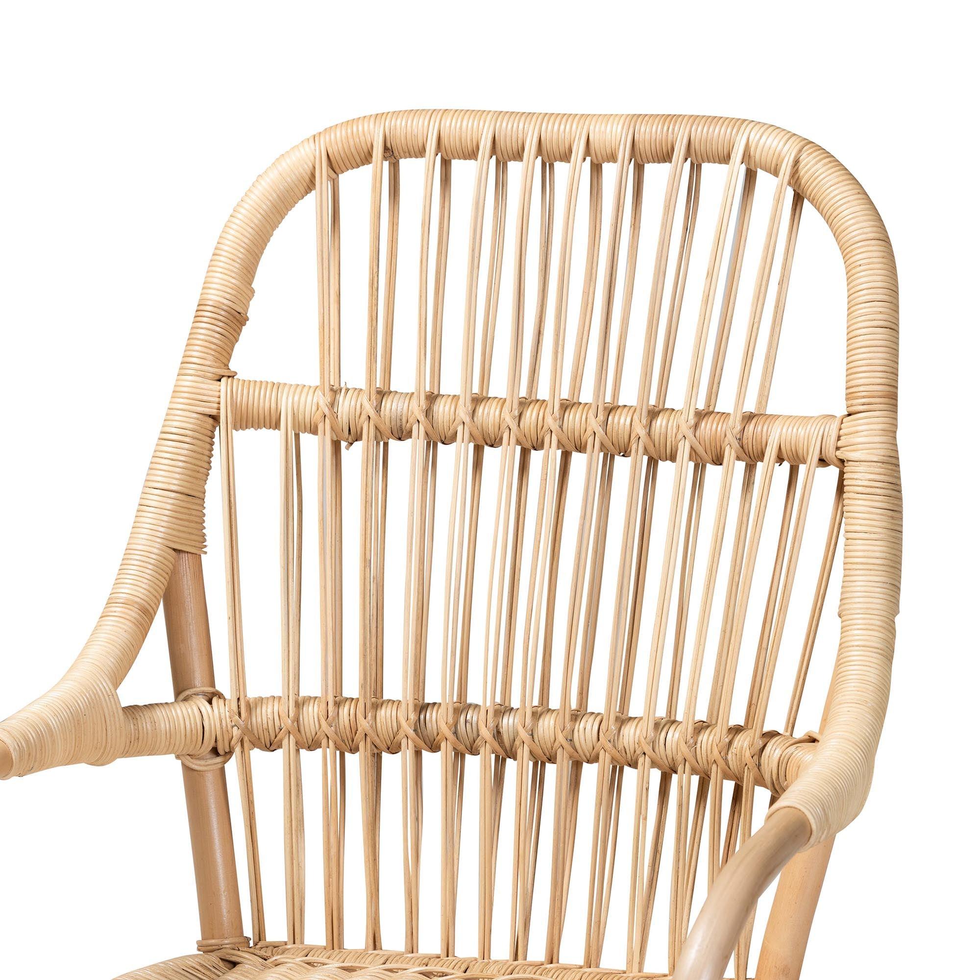 bali & pari Sumatera Modern Bohemian Rattan 2-Piece Dining Chair Set
