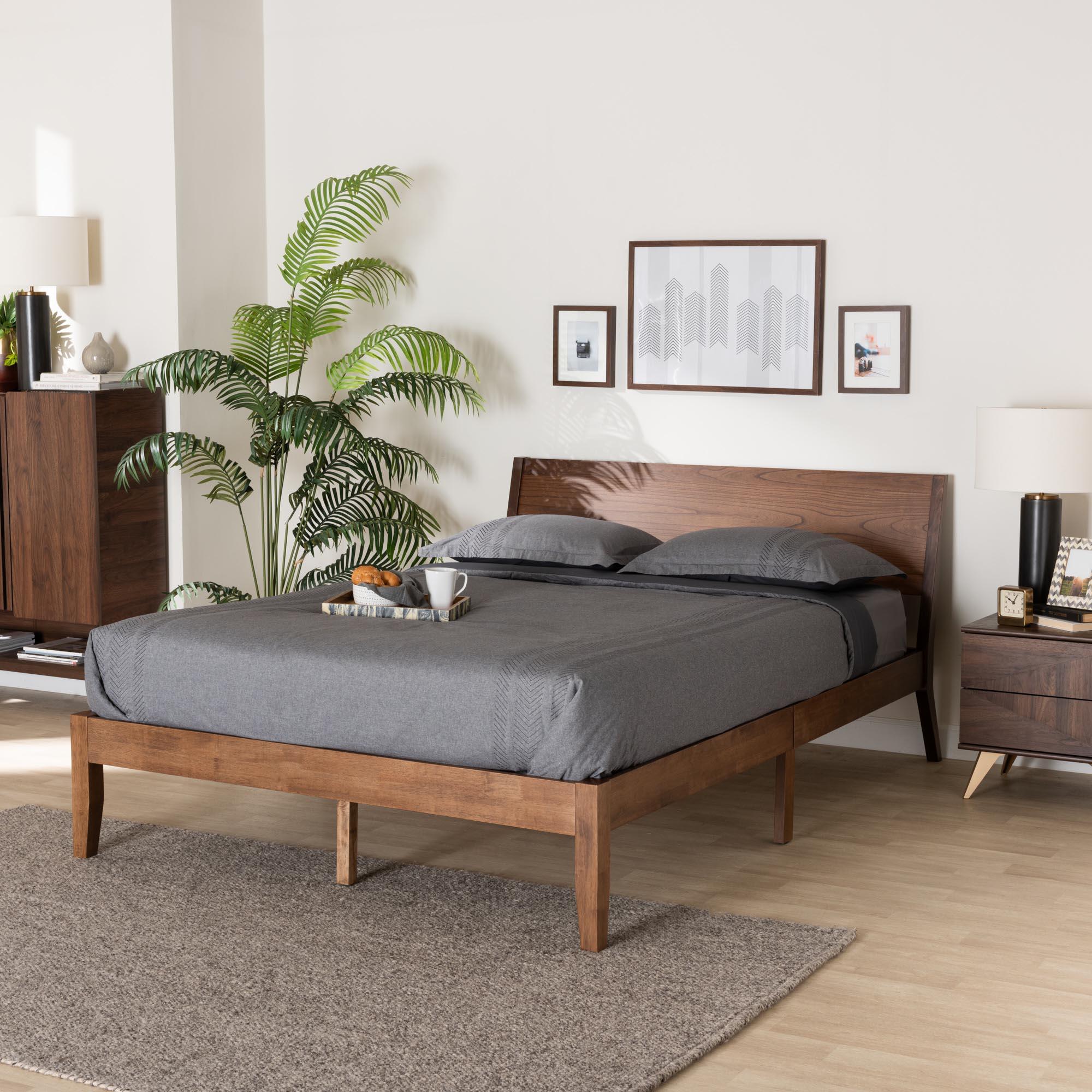 Salvatore Mid-Century Modern Finished Wood Platform Bed