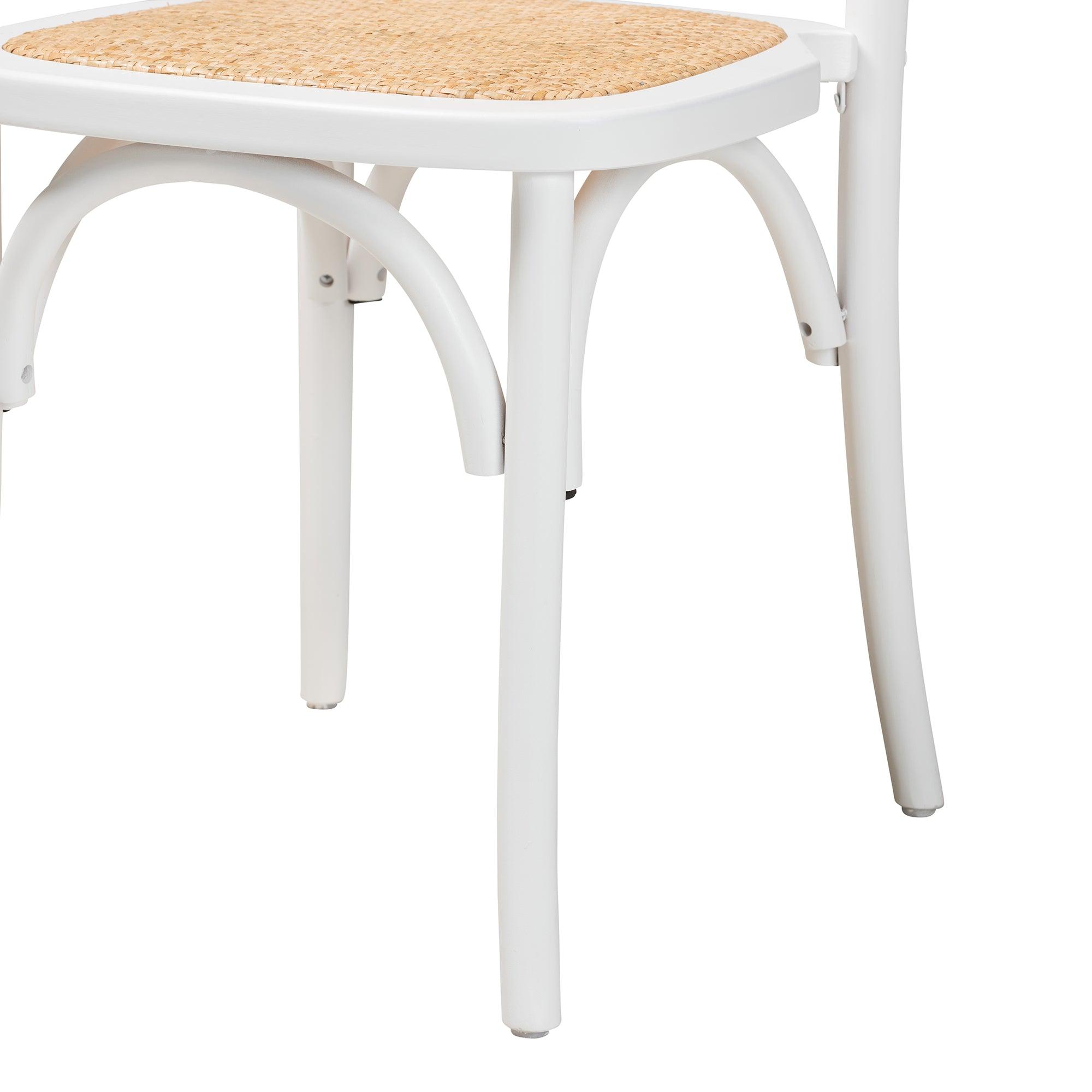 Neah Japandi Wood and Rattan 2-Piece Dining Chair Set