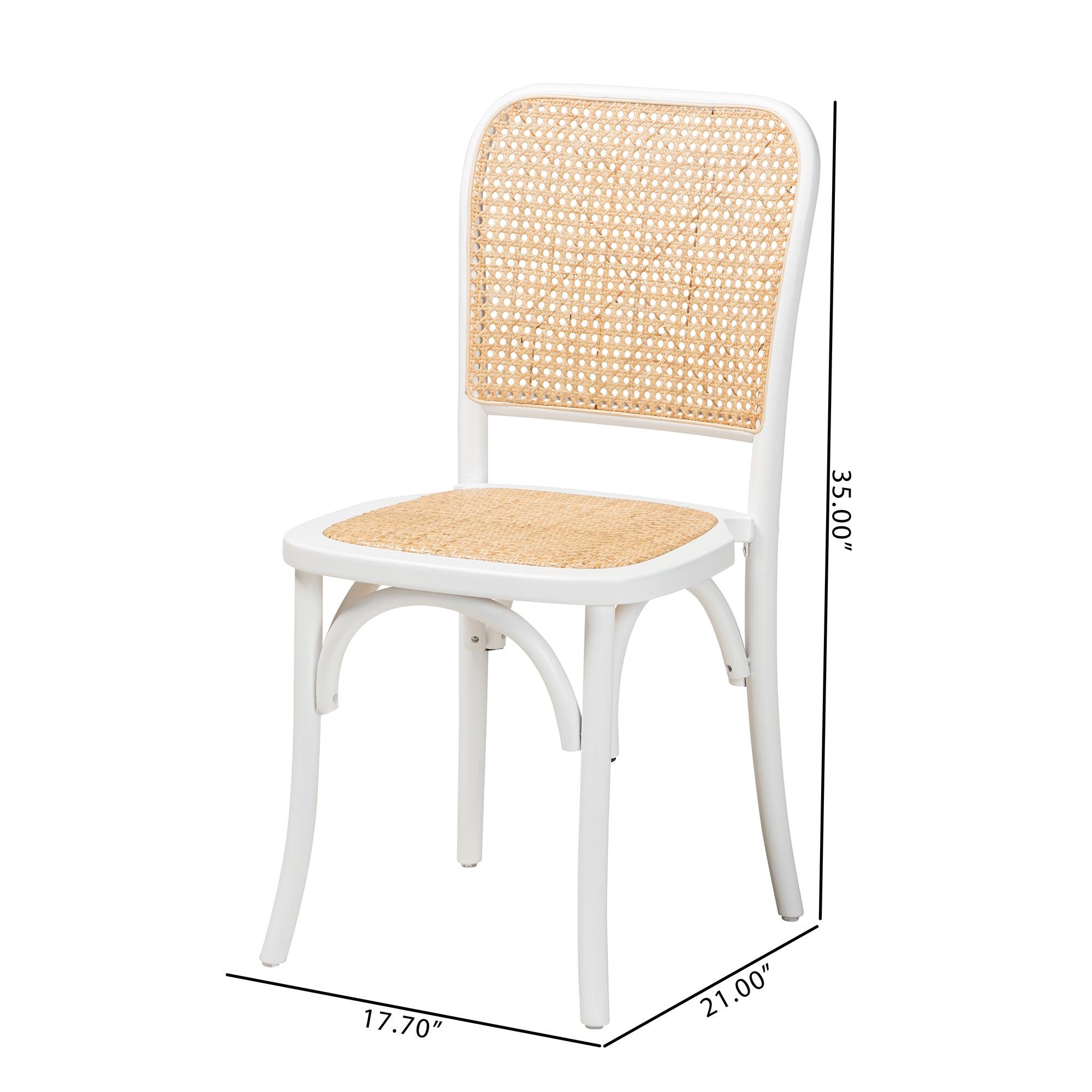 Neah Japandi Wood and Rattan 2-Piece Dining Chair Set