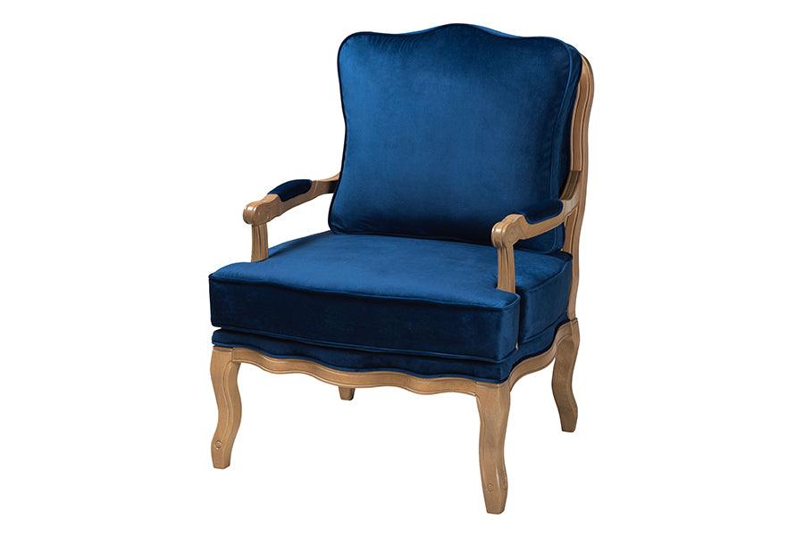 Jules Traditional Fabric and French Finished Wood Accent Chair
