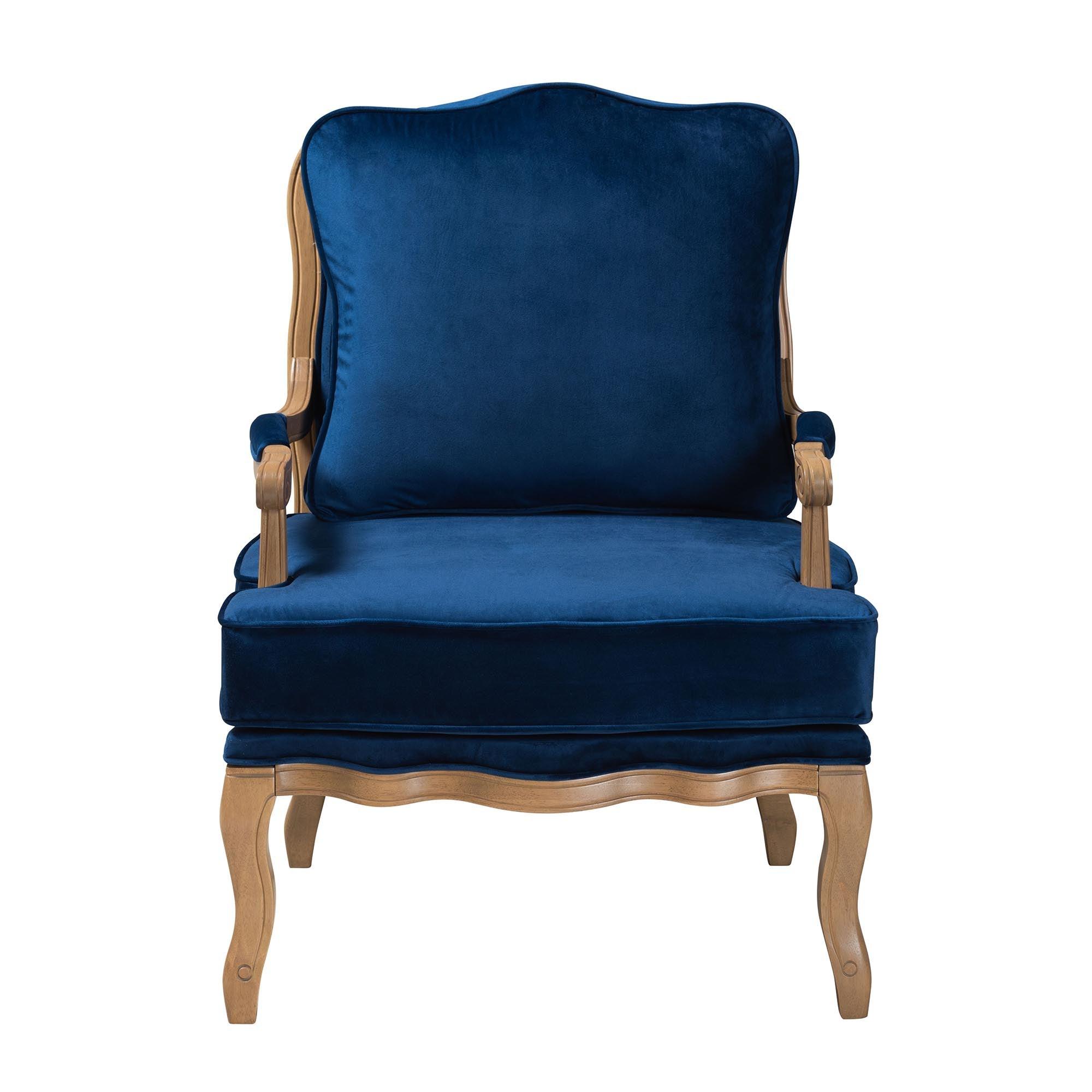 Jules Traditional Fabric and French Finished Wood Accent Chair