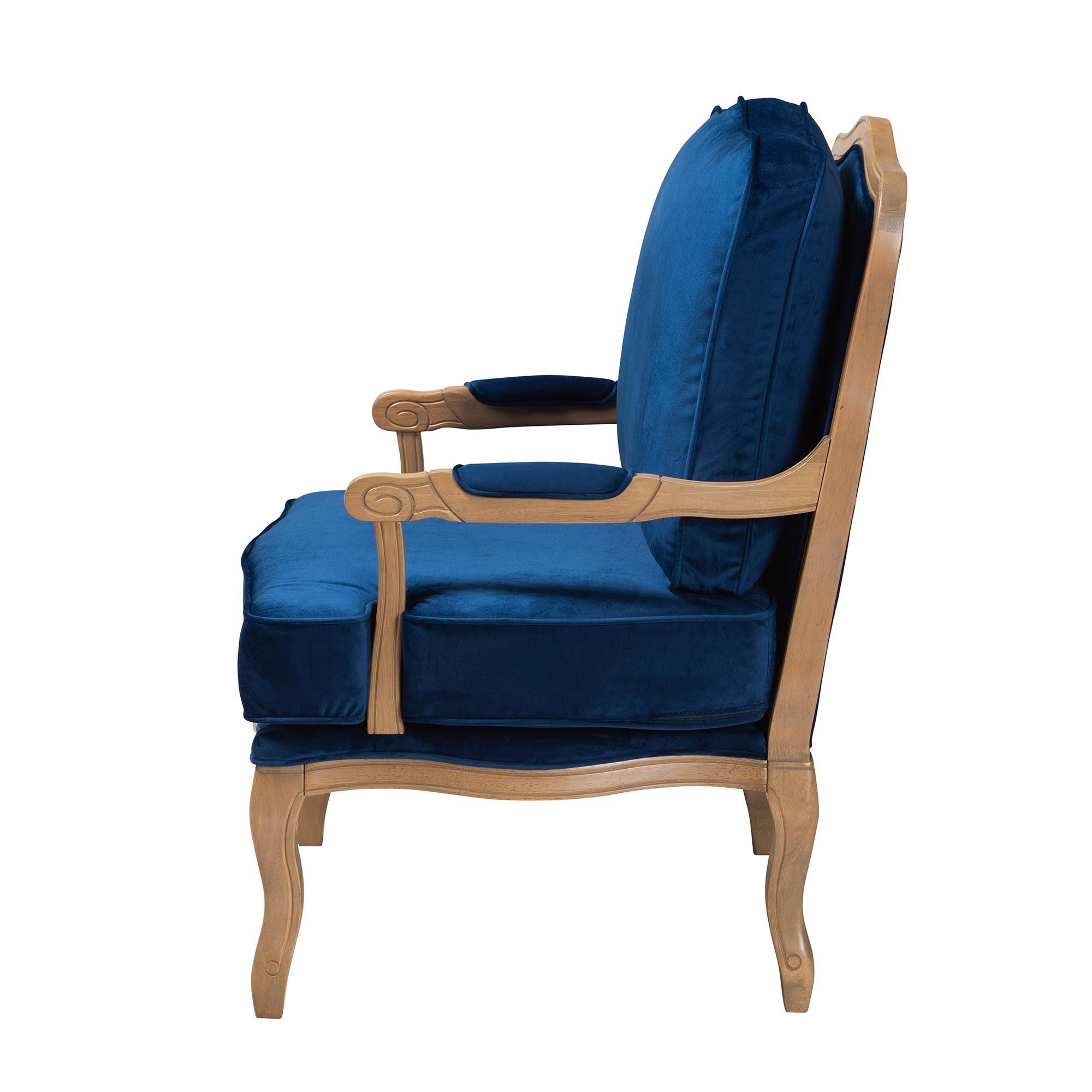 Jules Traditional Fabric and French Finished Wood Accent Chair