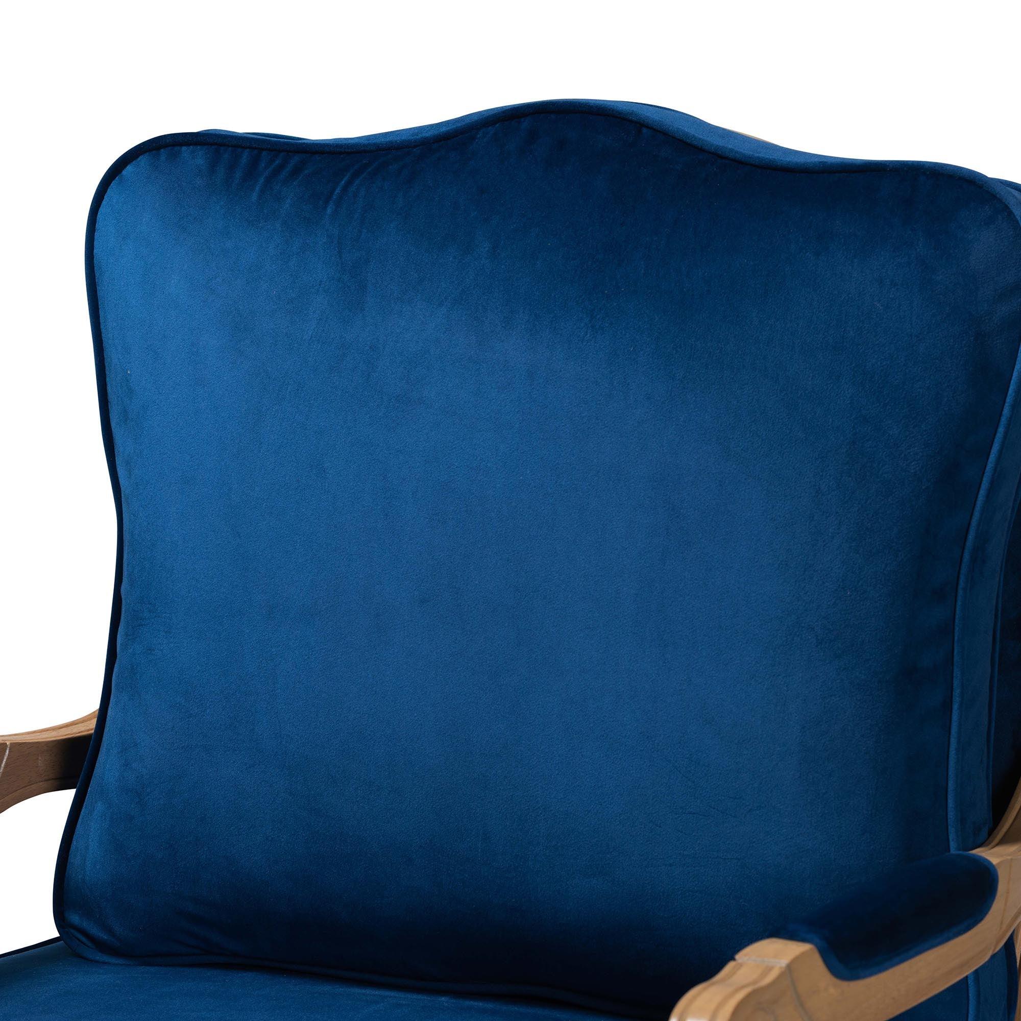 Jules Traditional Fabric and French Finished Wood Accent Chair