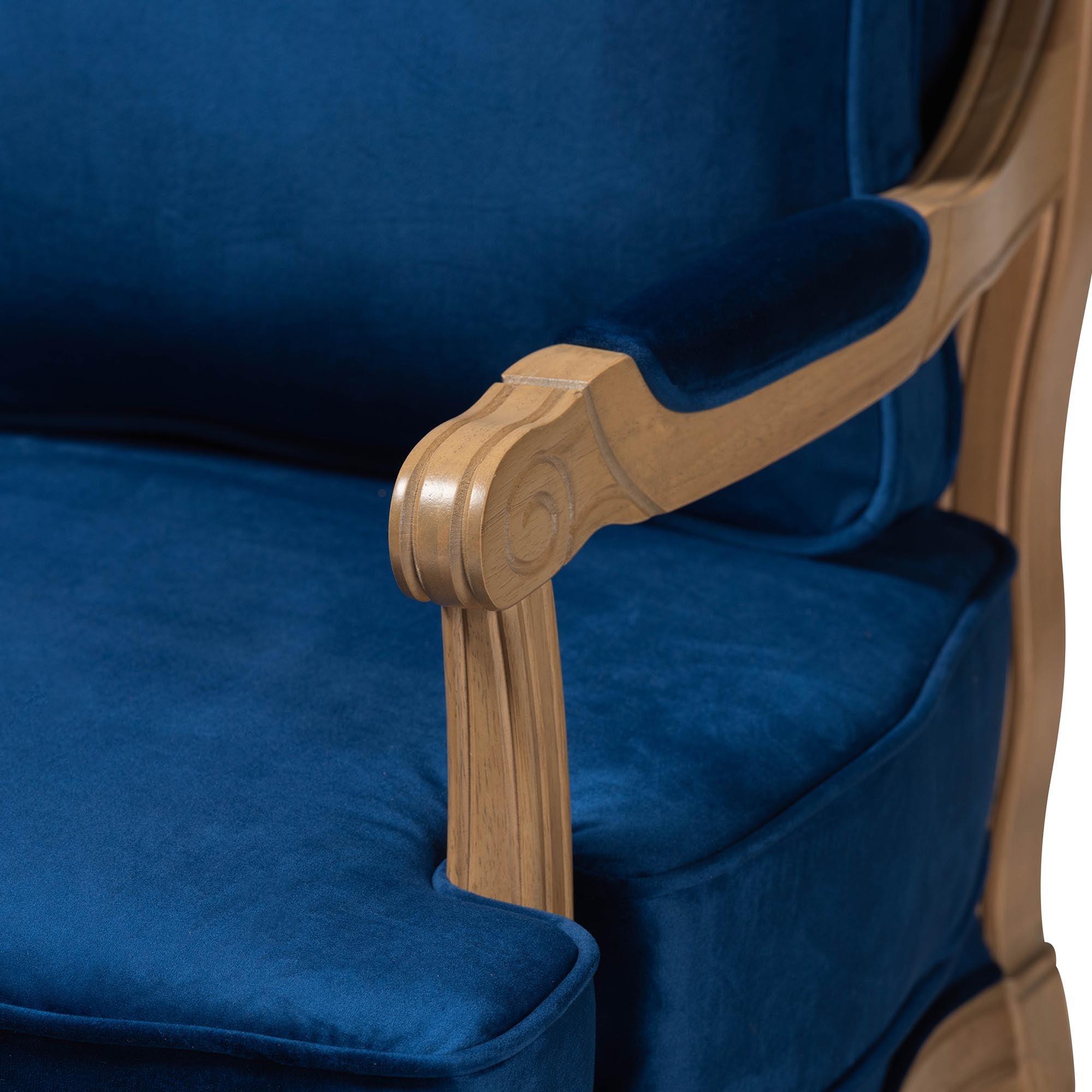 Jules Traditional Fabric and French Finished Wood Accent Chair