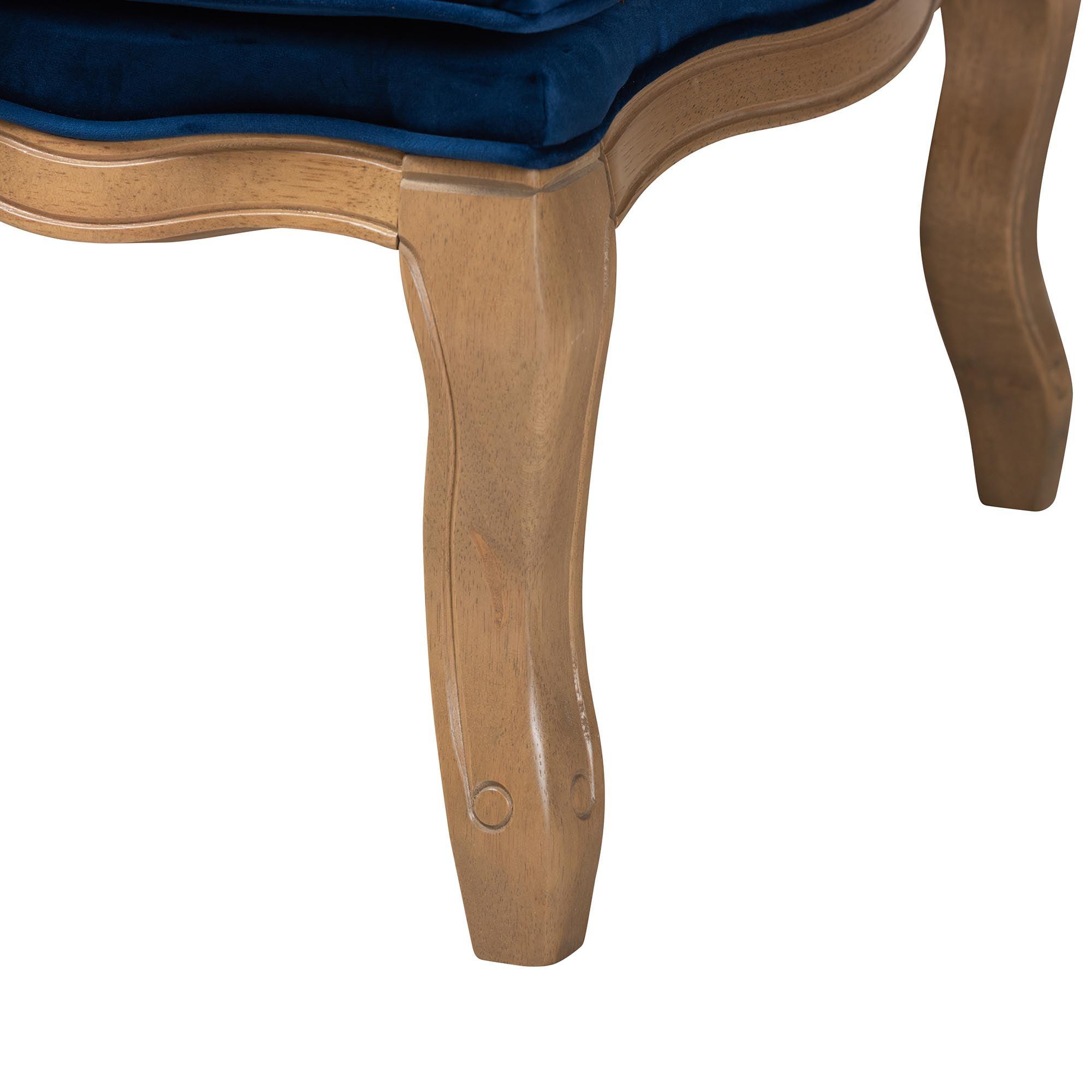 Jules Traditional Fabric and French Finished Wood Accent Chair