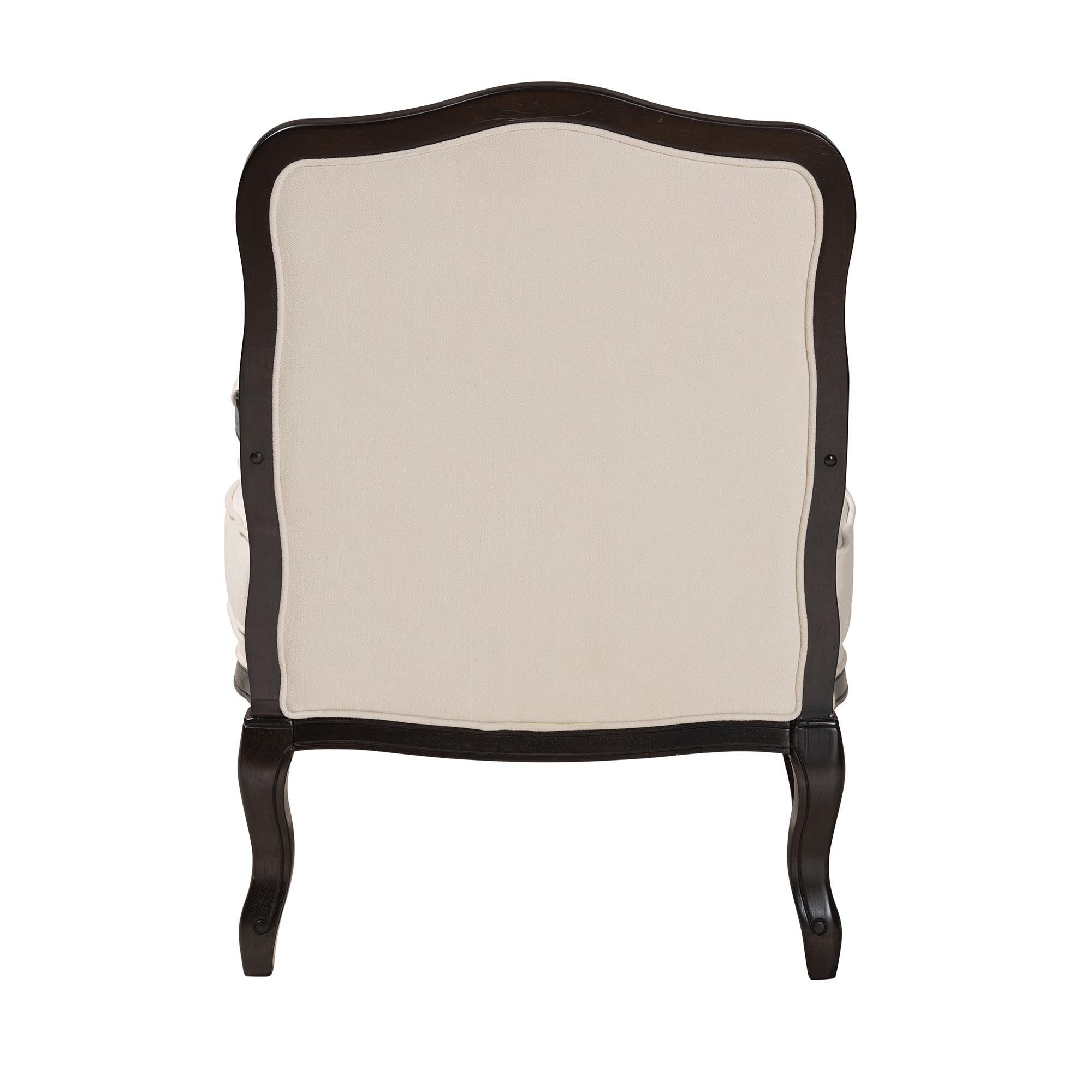 Dion Traditional French Cream Fabric and Finished Wood Accent Chair