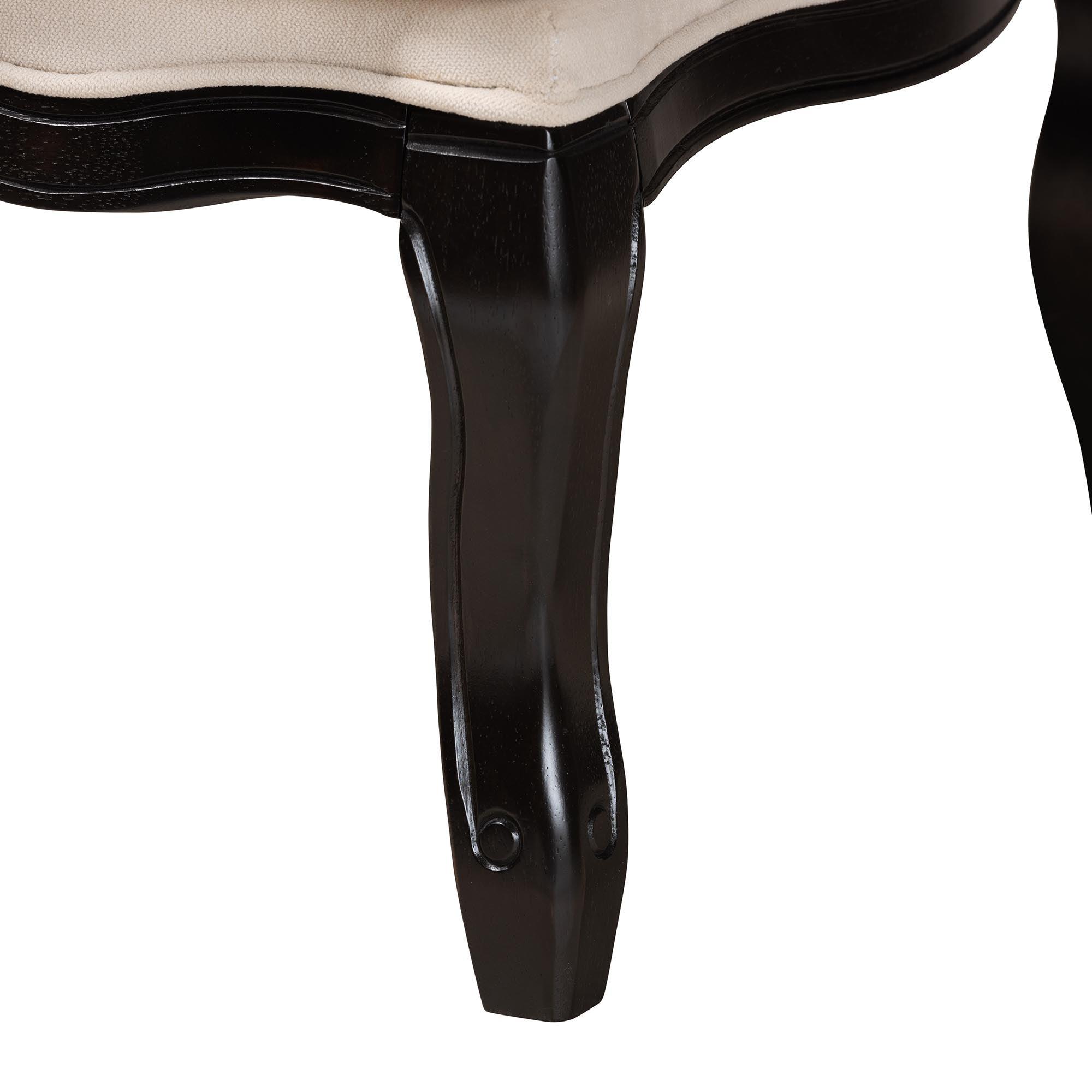 Dion Traditional French Cream Fabric and Finished Wood Accent Chair