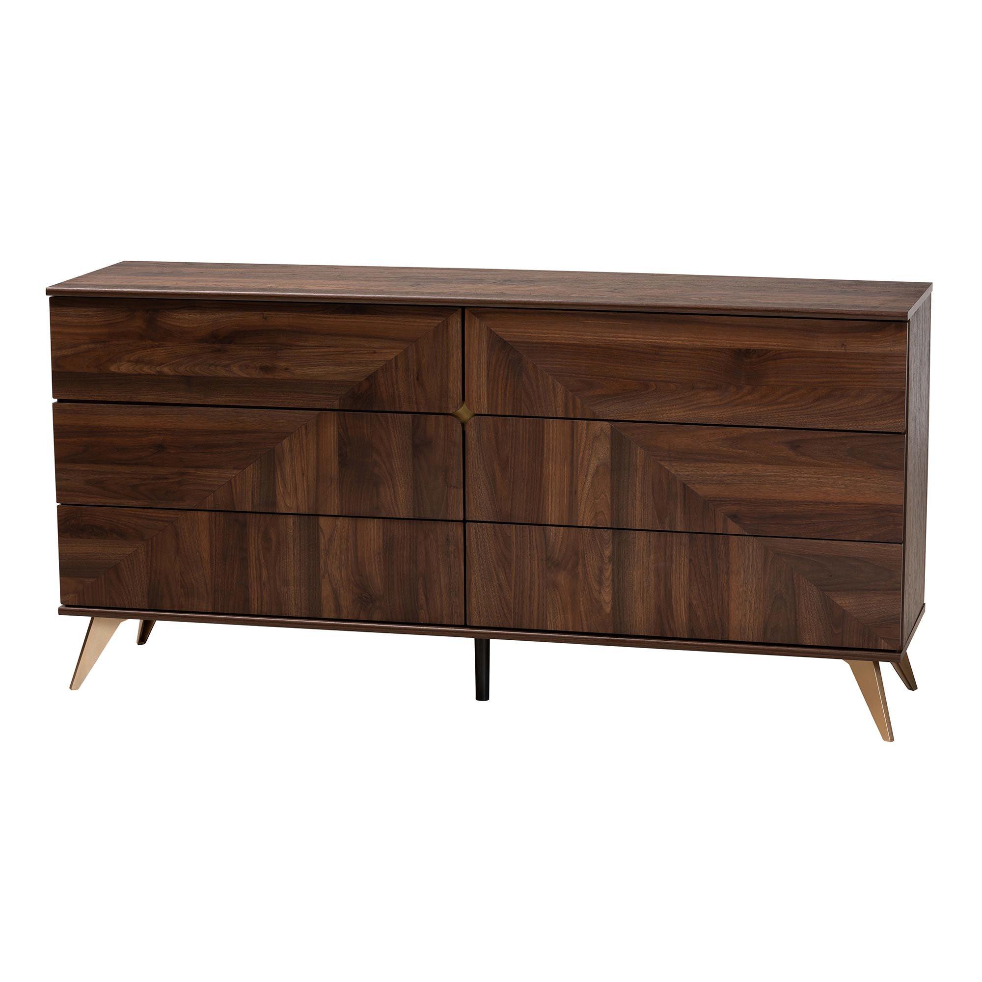 Graceland Mid-Century Modern Transitional Finished Wood 6-Drawer Dresser