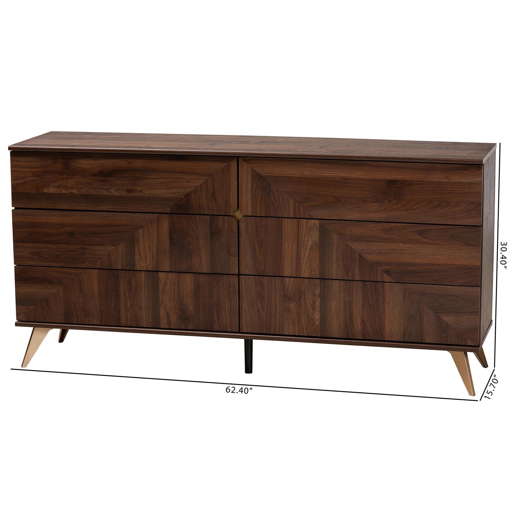 Graceland Mid-Century Modern Transitional Finished Wood 6-Drawer Dresser