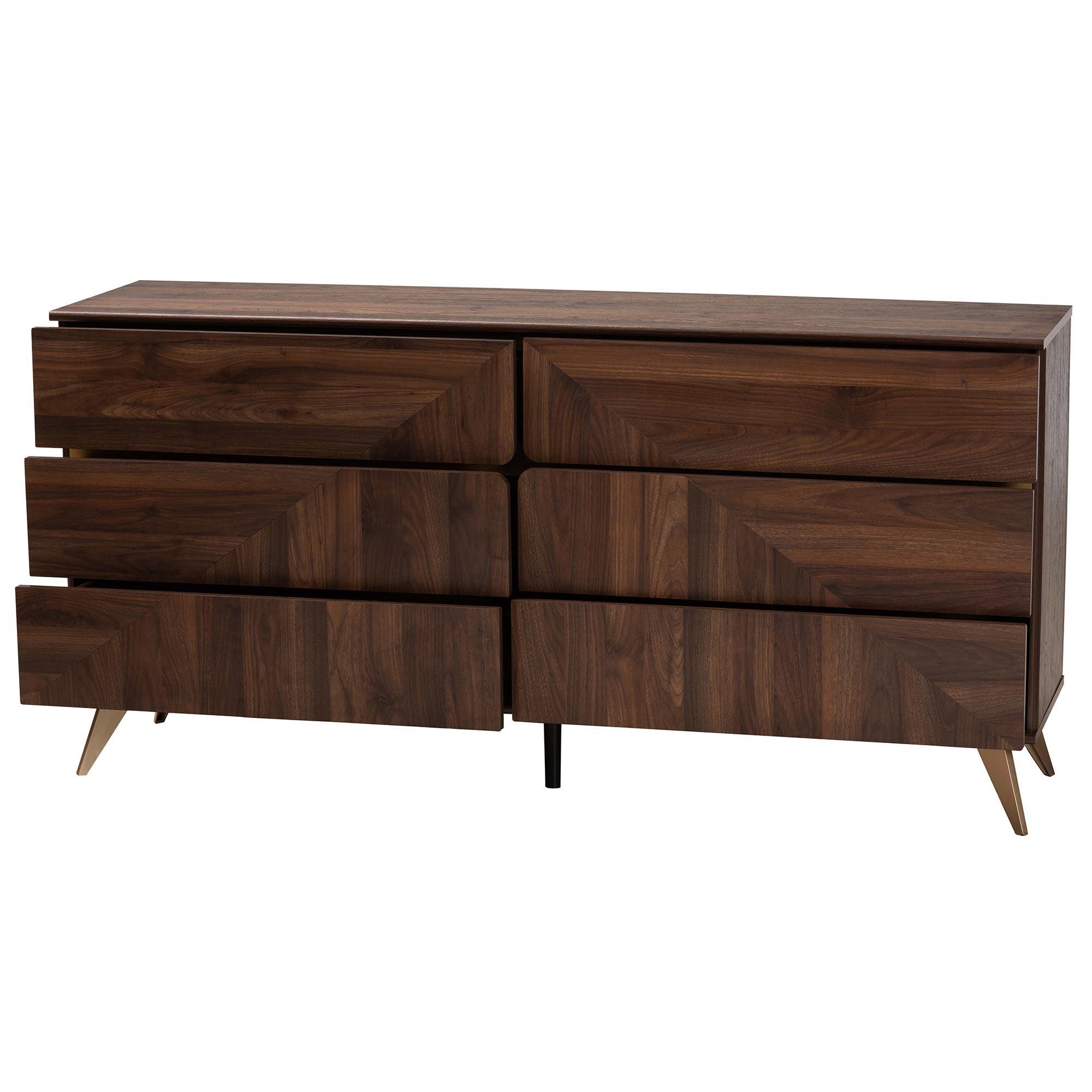 Graceland Mid-Century Modern Transitional Finished Wood 6-Drawer Dresser