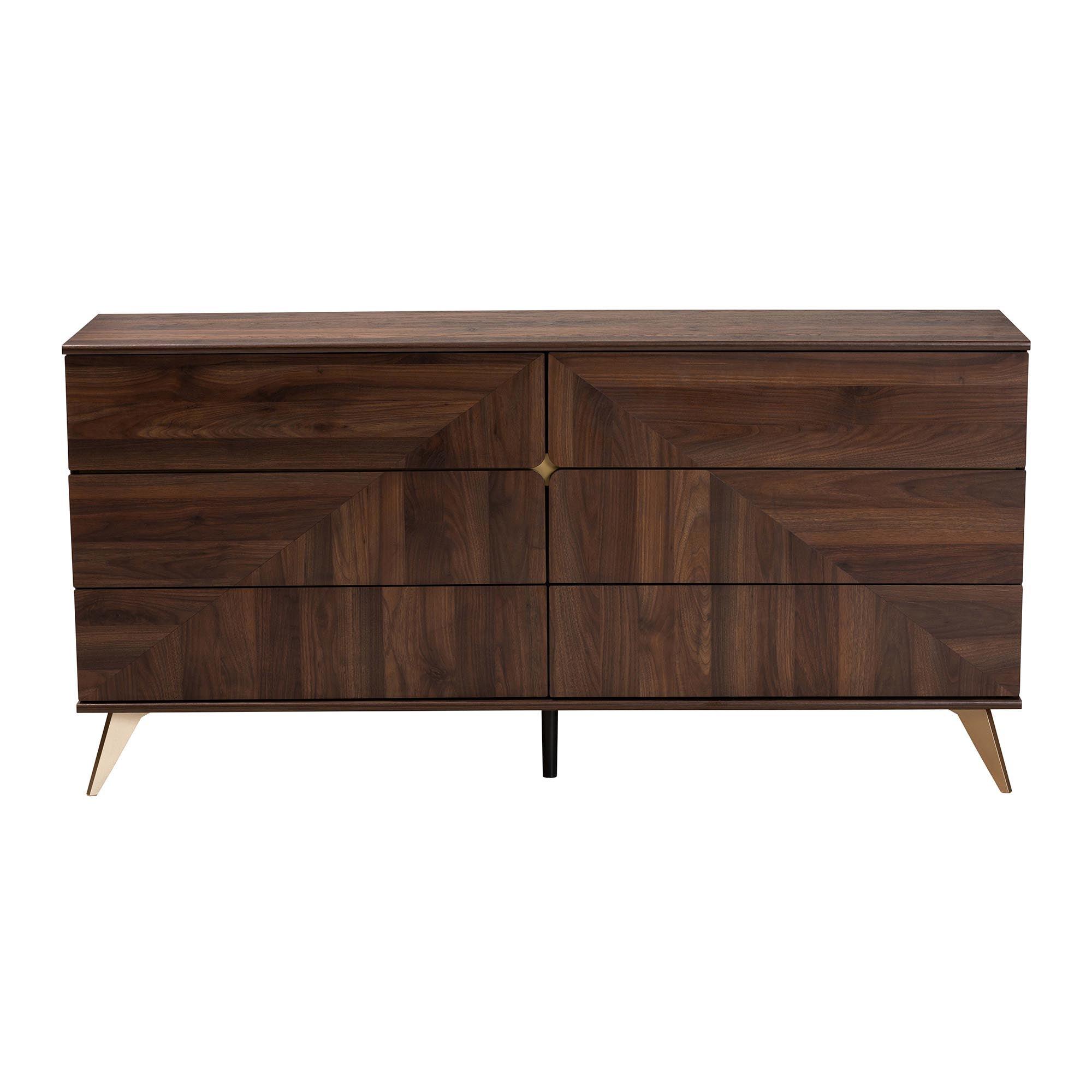 Graceland Mid-Century Modern Transitional Finished Wood 6-Drawer Dresser