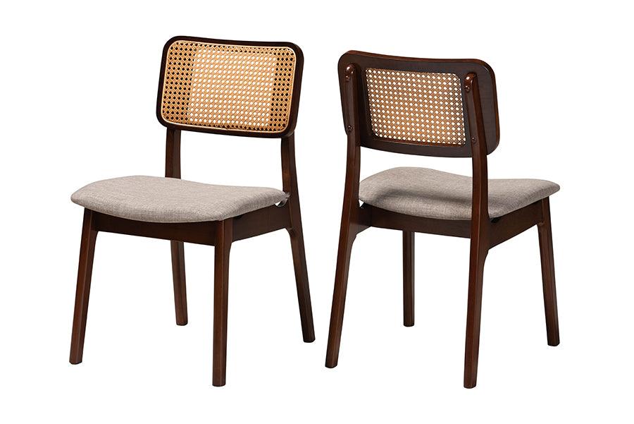 Dannon Mid-Century Modern Fabric and Finished Wood 2-Piece Dining Chair Set