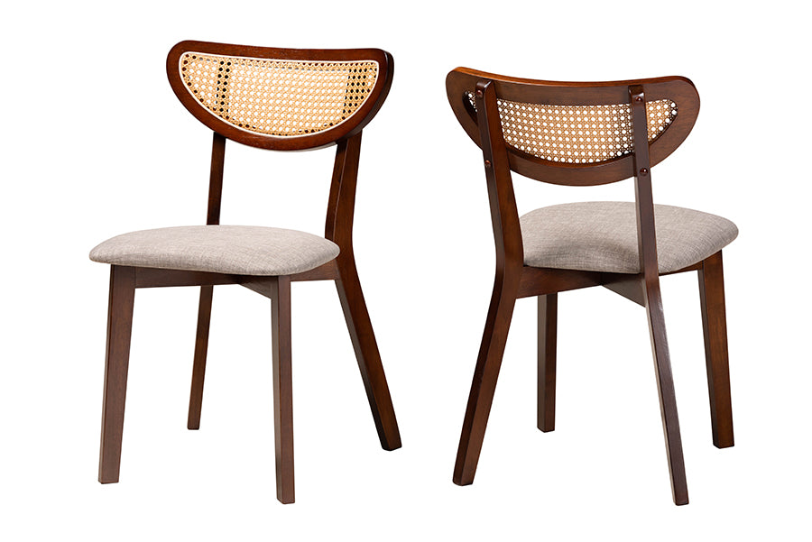 Dannell Mid-Century Modern Fabric and Finished Wood 2-Piece Dining Chair Set