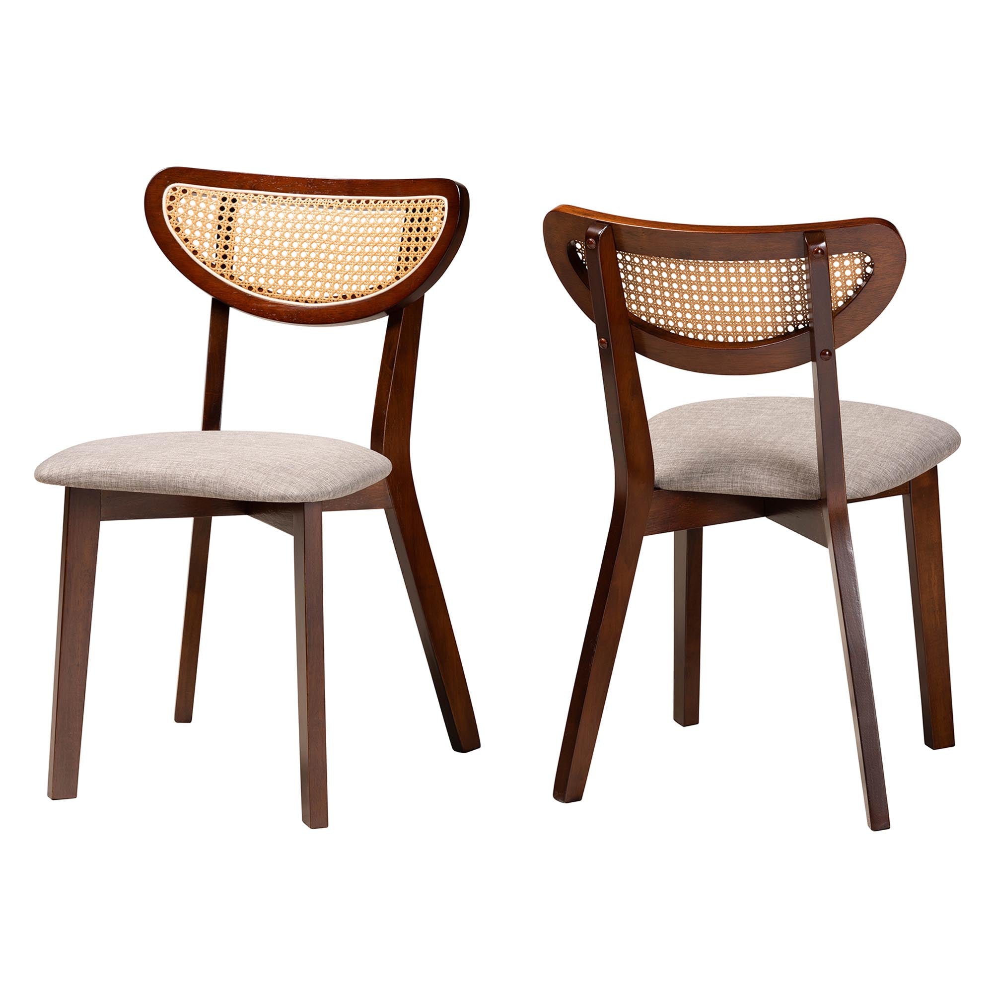 Dannell Mid-Century Modern Fabric and Finished Wood 2-Piece Dining Chair Set