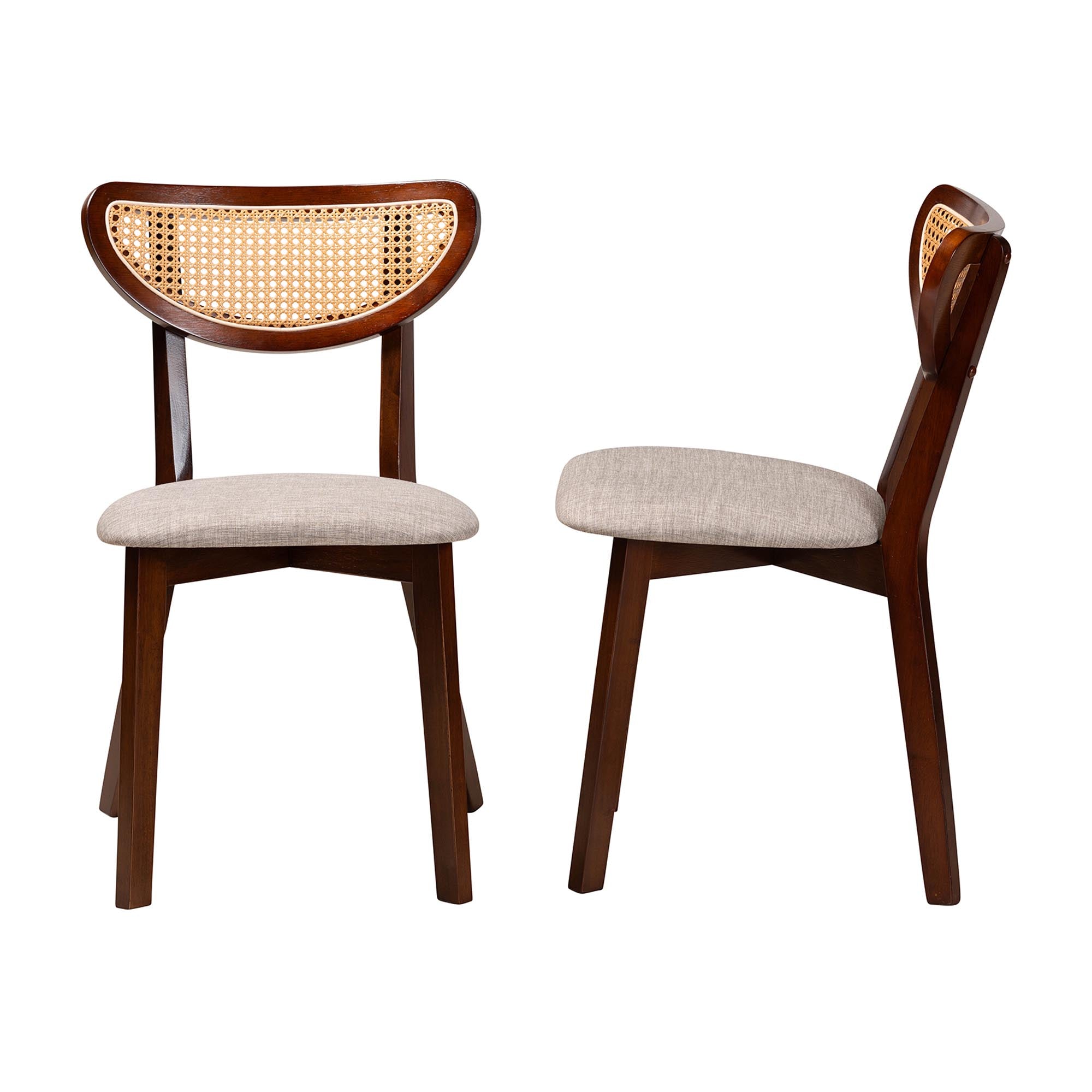 Dannell Mid-Century Modern Fabric and Finished Wood 2-Piece Dining Chair Set