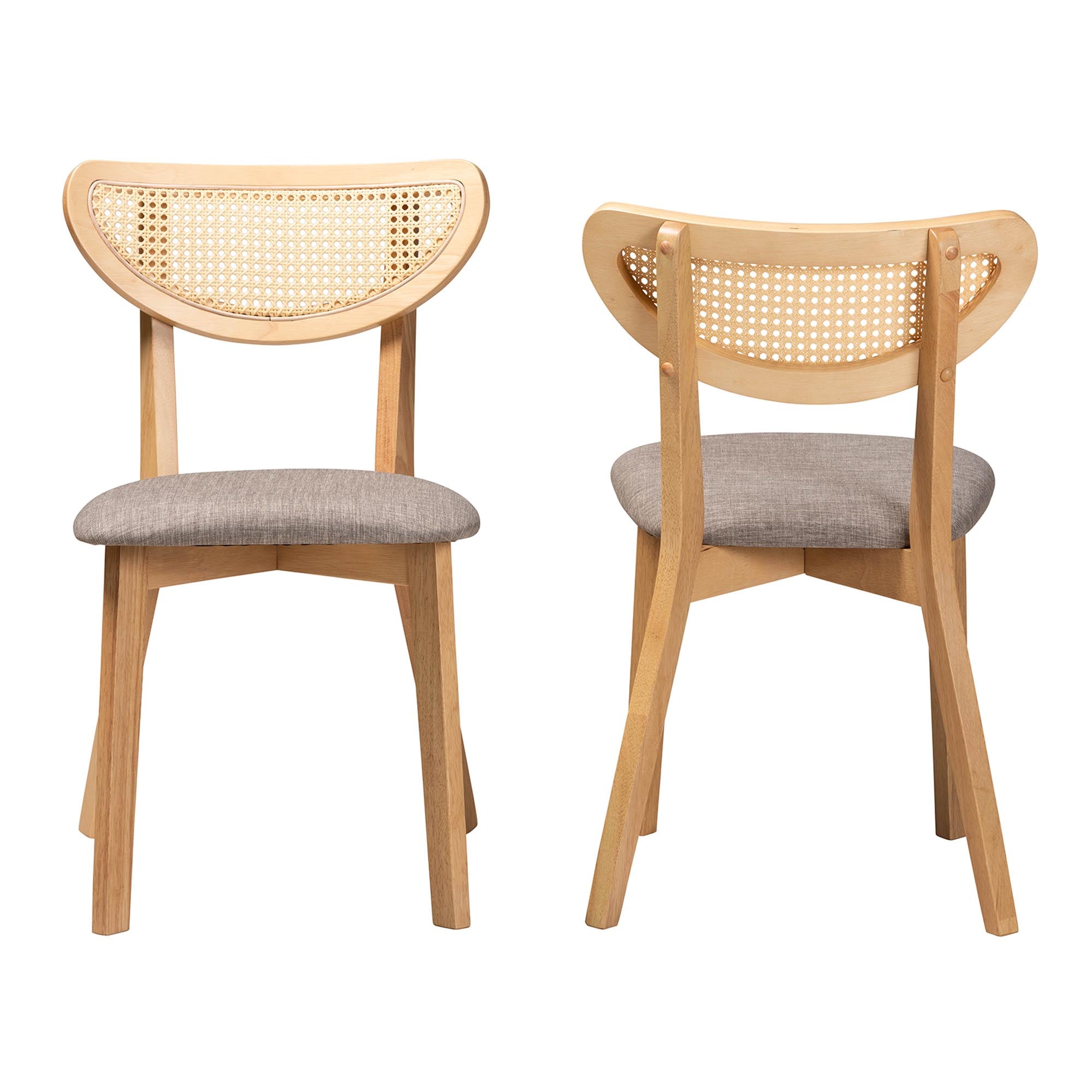 Dannell Mid-Century Modern Fabric and Finished Wood 2-Piece Dining Chair Set