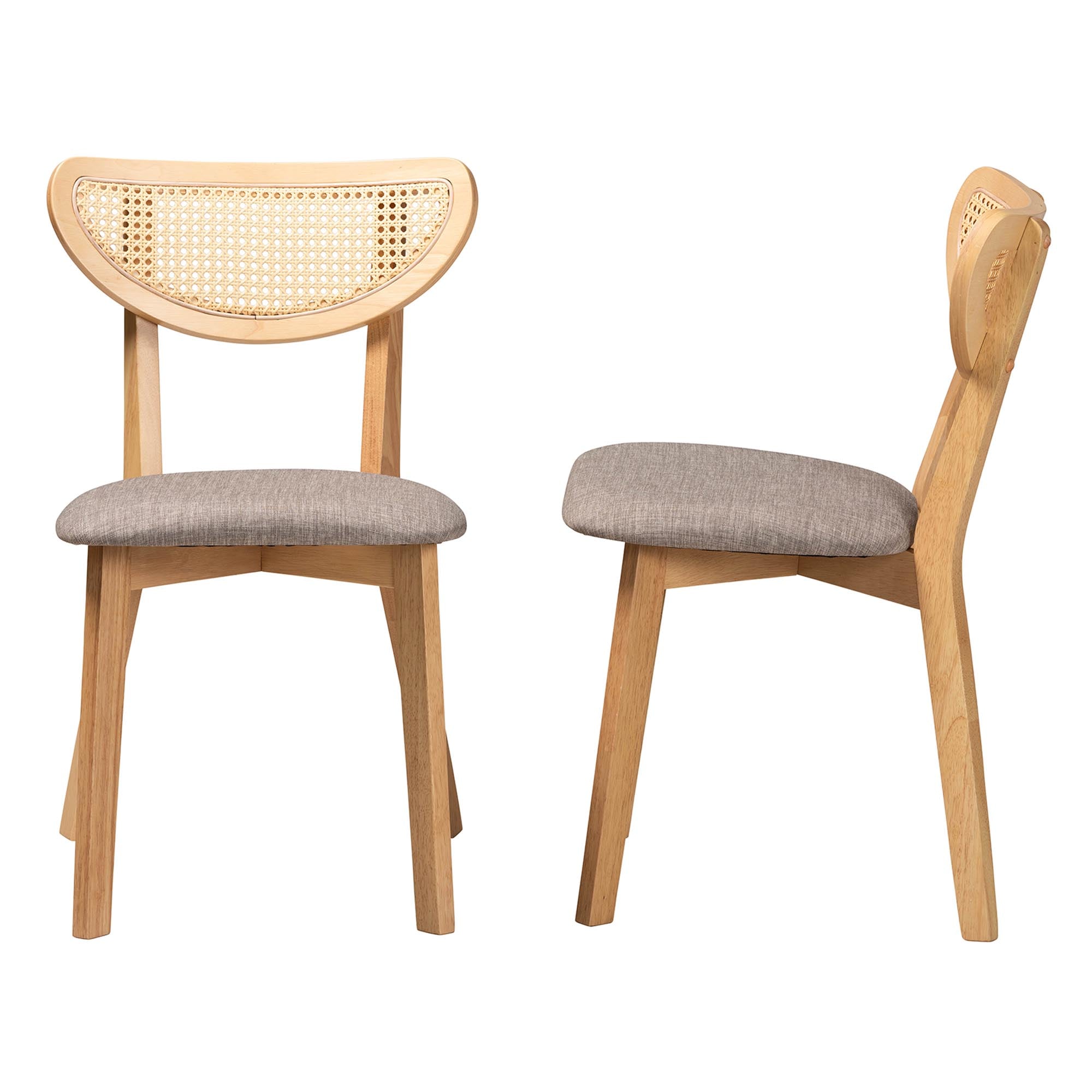 Dannell Mid-Century Modern Fabric and Finished Wood 2-Piece Dining Chair Set