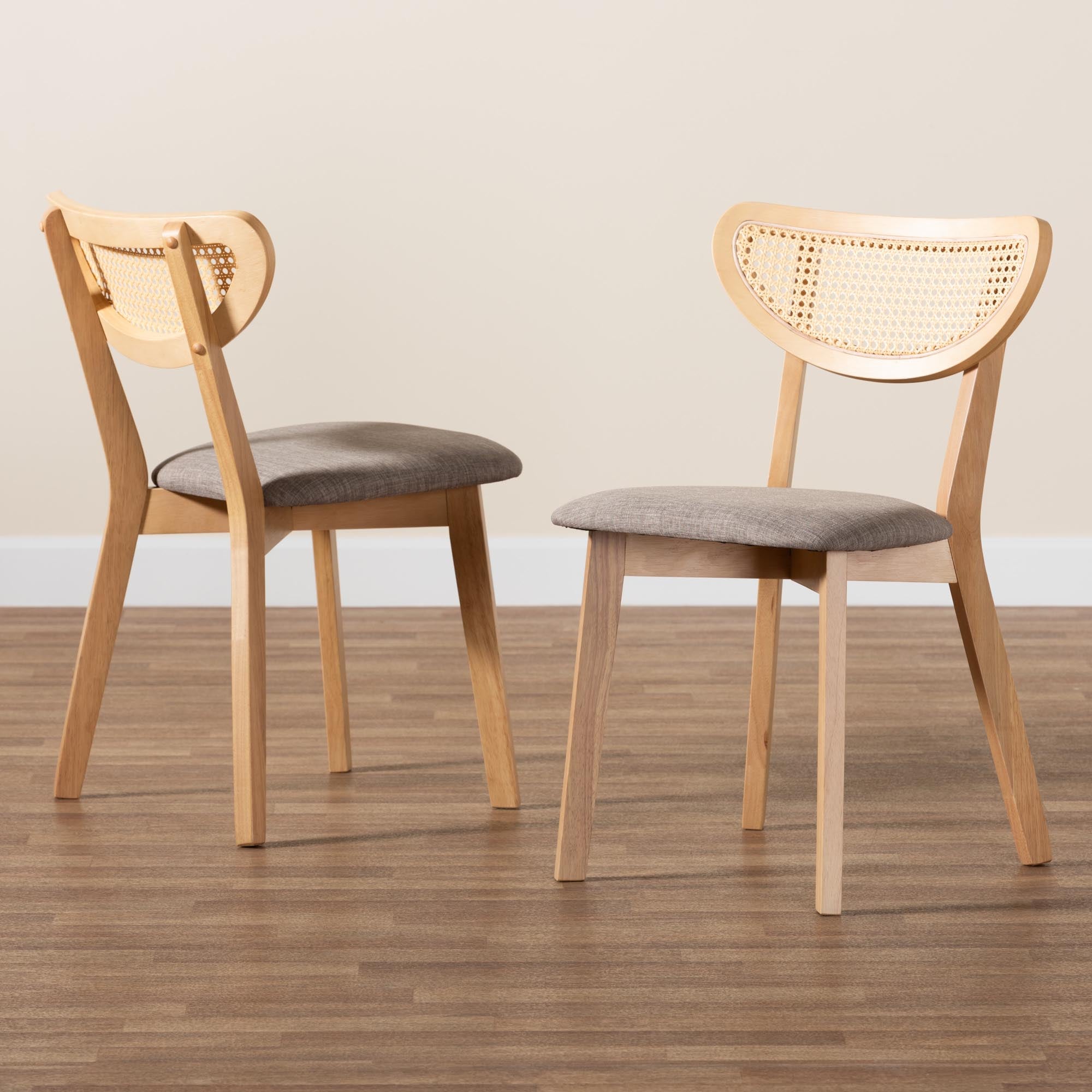 Dannell Mid-Century Modern Fabric and Finished Wood 2-Piece Dining Chair Set