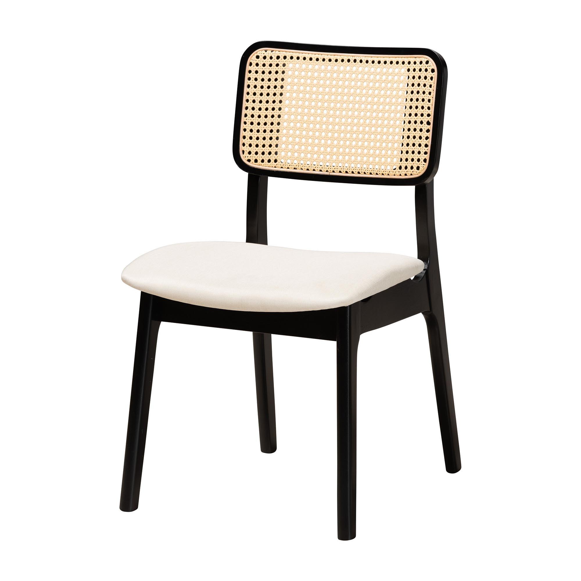 Dannon Mid-Century Modern Cream Fabric and Finished Wood 5-Piece Dining Set