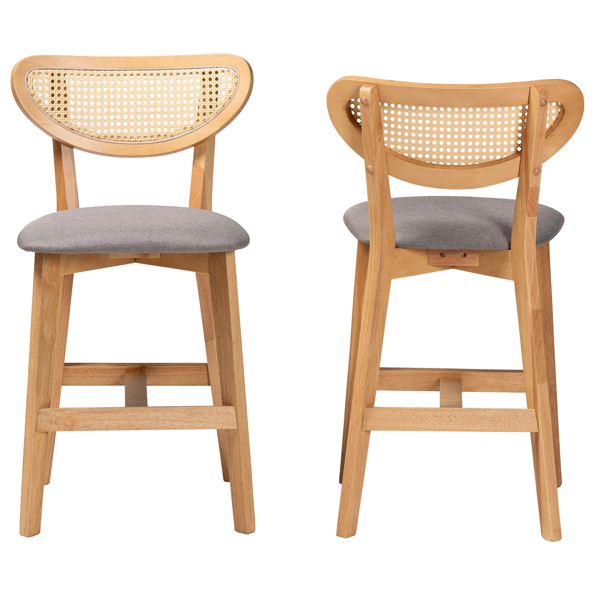 Dannell Mid-Century Modern Fabric and Finished Wood 2-Piece Counter Stool Set