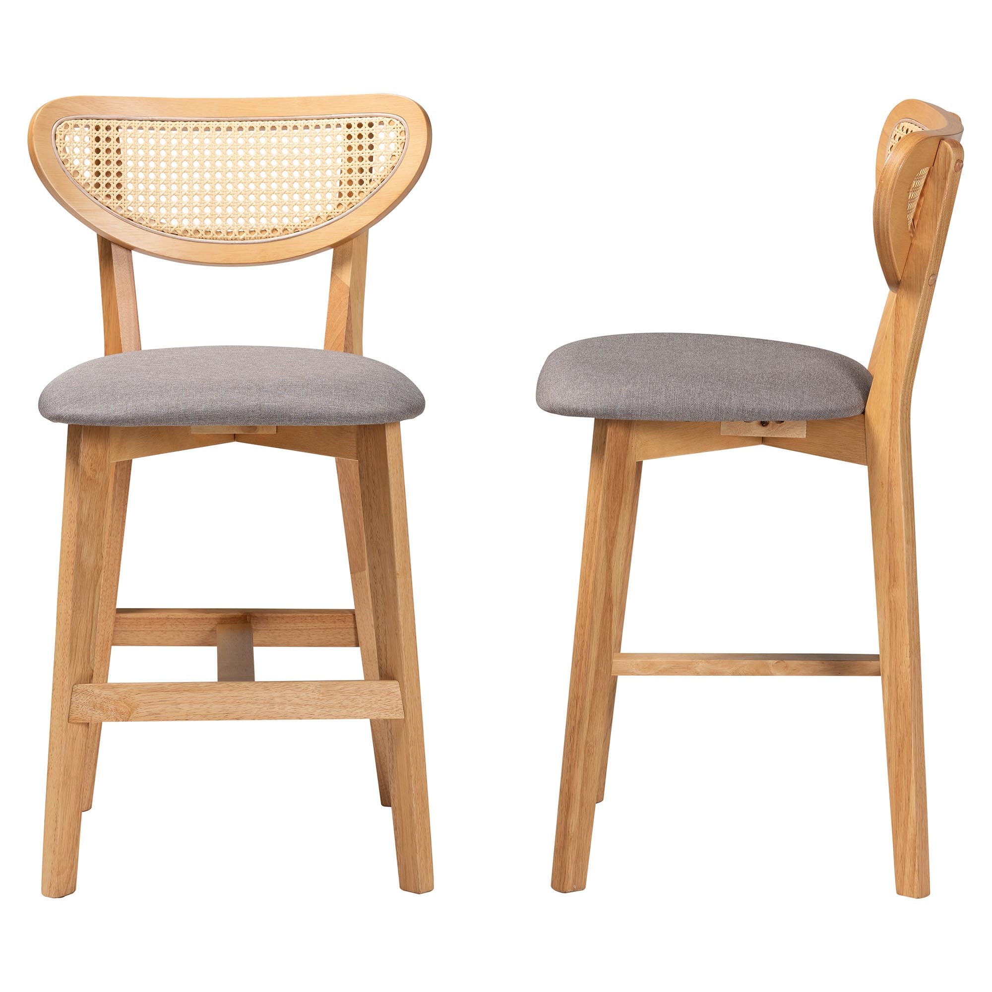 Dannell Mid-Century Modern Fabric and Finished Wood 2-Piece Counter Stool Set