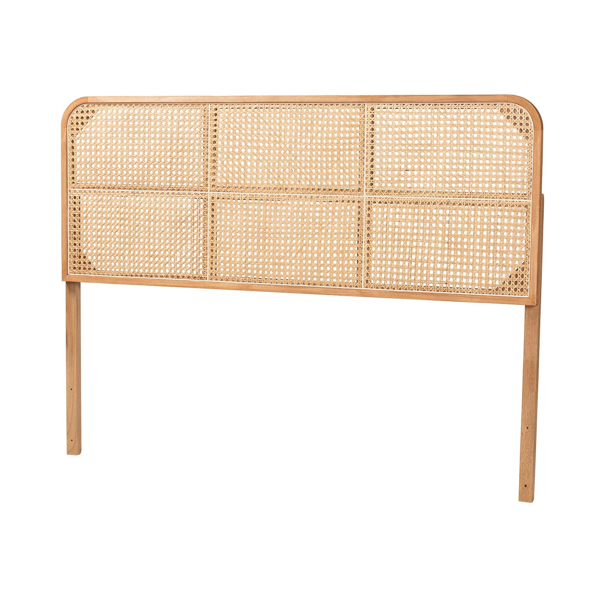 bali & pari Lainer Modern Bohemian Finished Bayur Wood and Bamboo Headboard