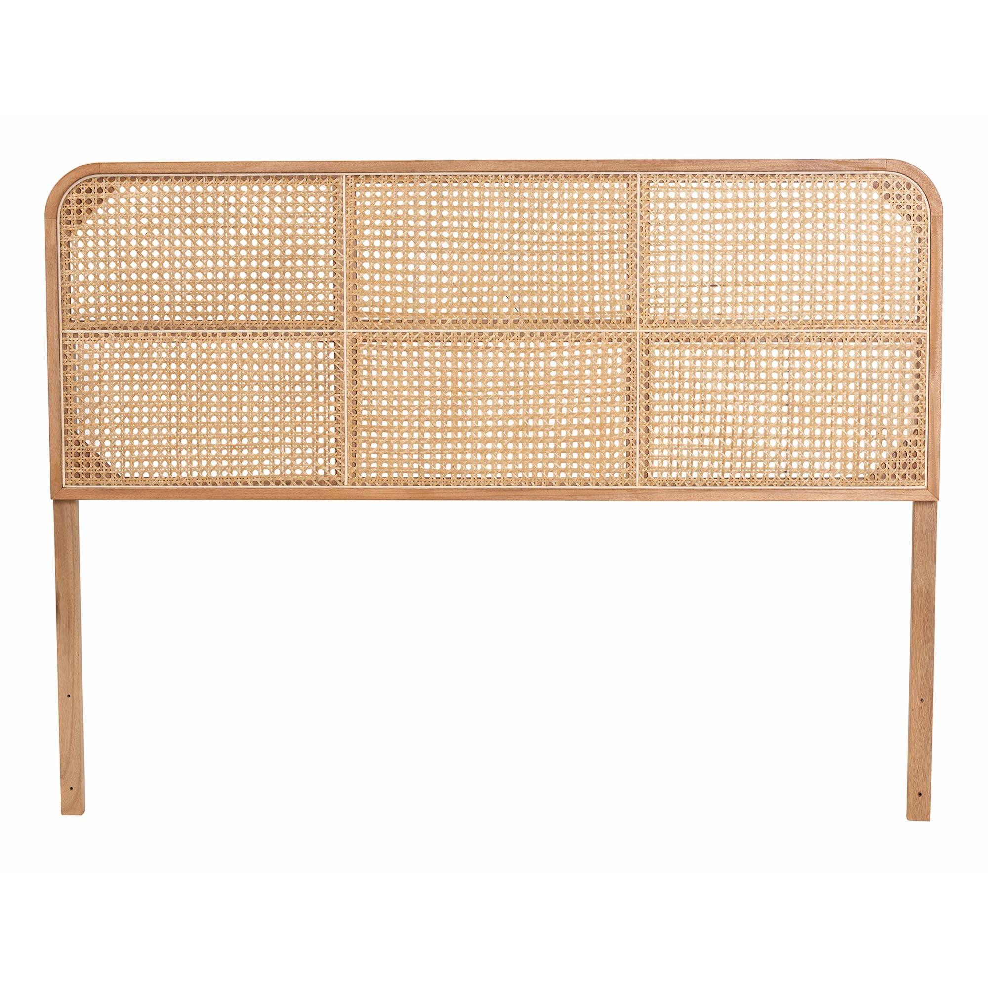 bali & pari Lainer Modern Bohemian Finished Bayur Wood and Bamboo Headboard