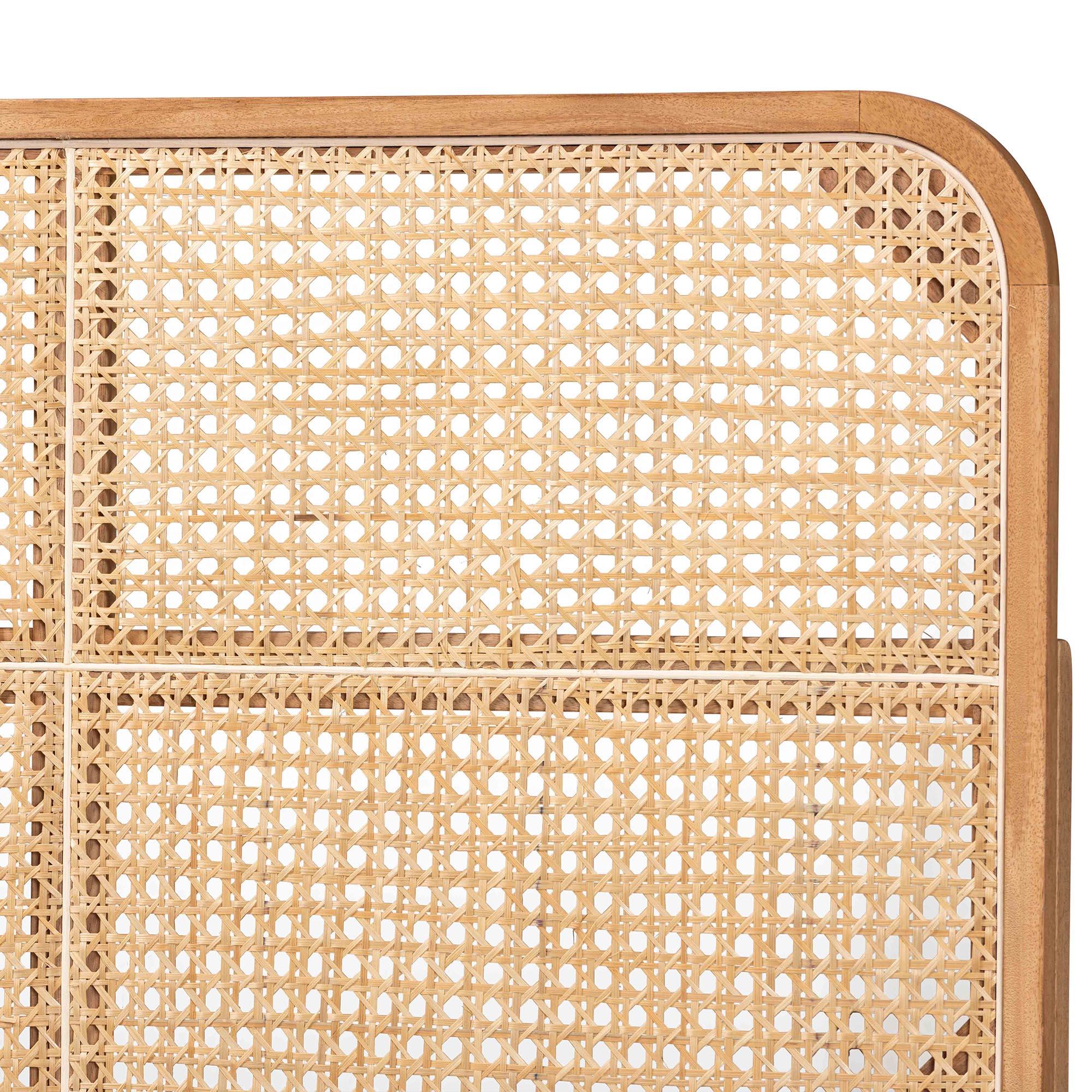 bali & pari Lainer Modern Bohemian Finished Bayur Wood and Bamboo Headboard