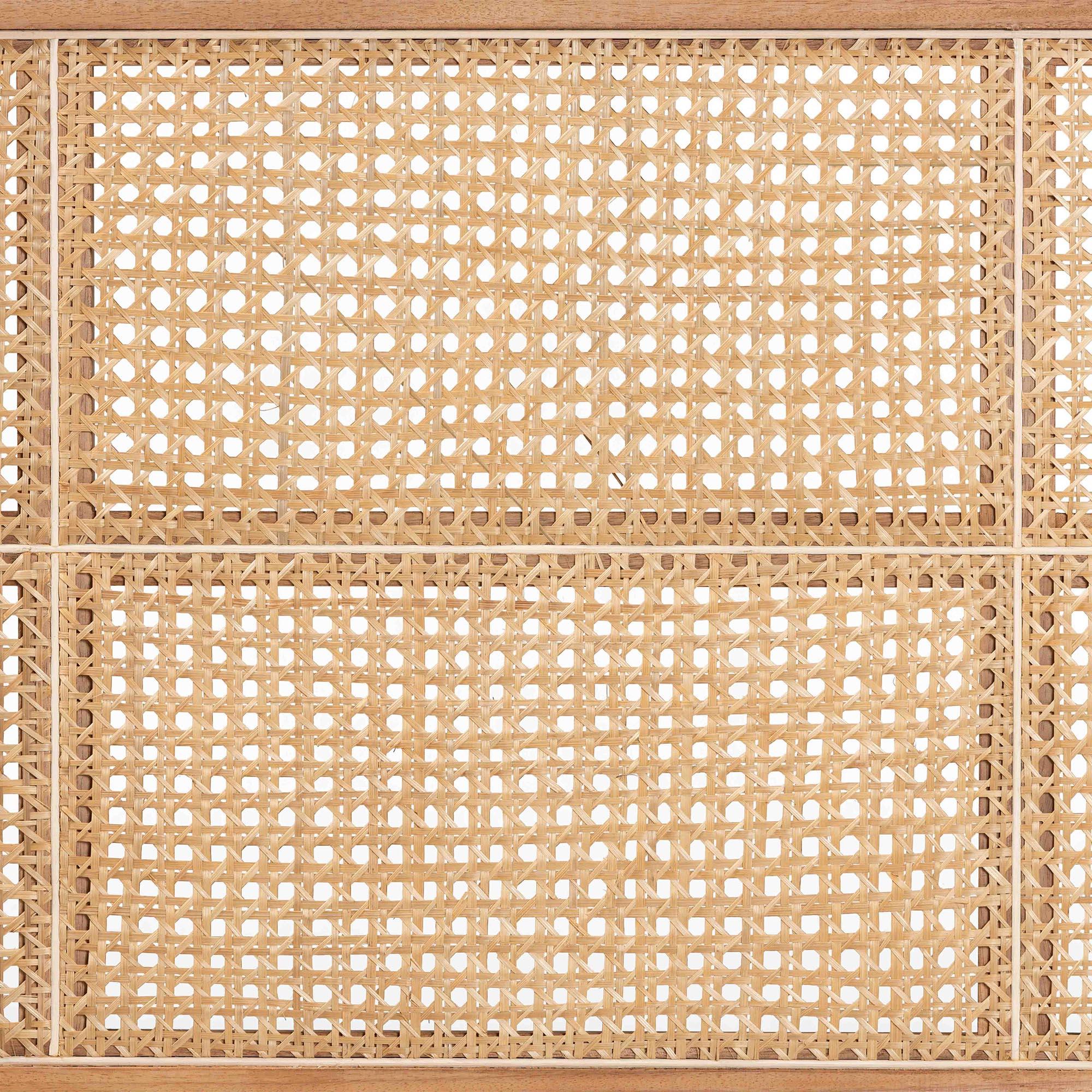 bali & pari Lainer Modern Bohemian Finished Bayur Wood and Bamboo Headboard