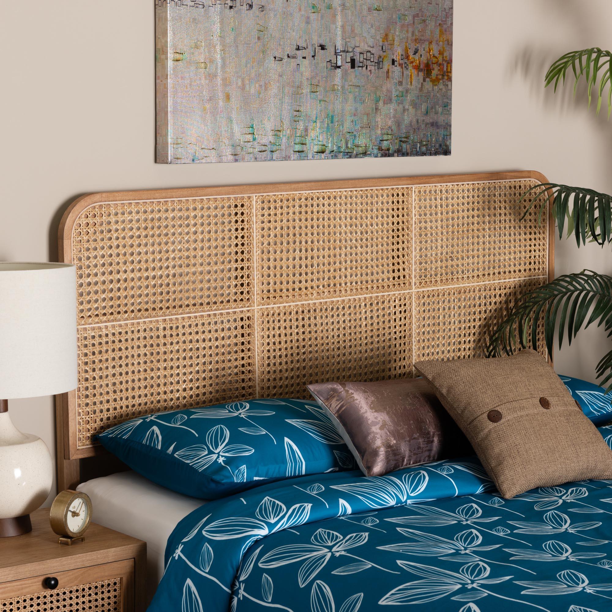 bali & pari Lainer Modern Bohemian Finished Bayur Wood and Bamboo Headboard