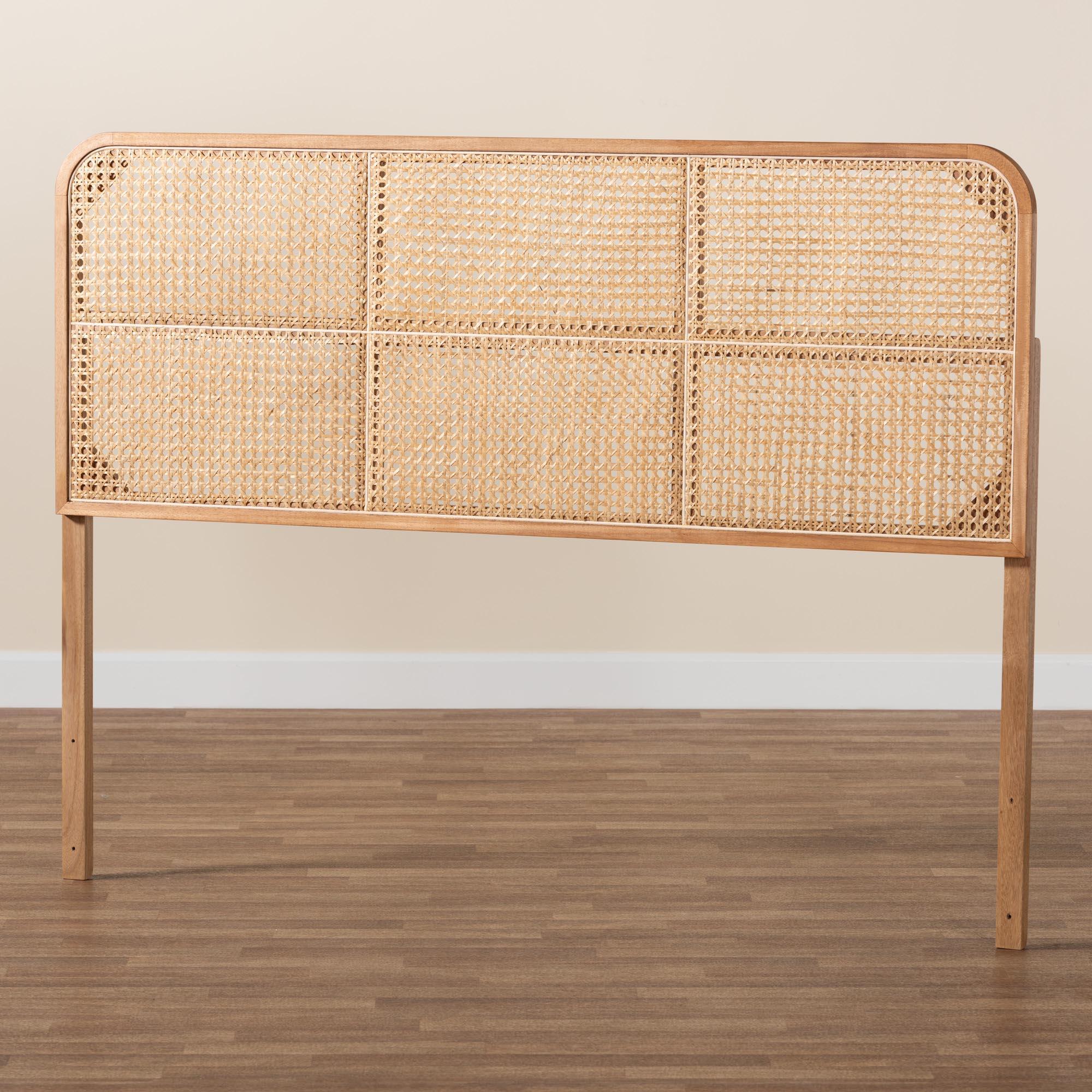 bali & pari Lainer Modern Bohemian Finished Bayur Wood and Bamboo Headboard