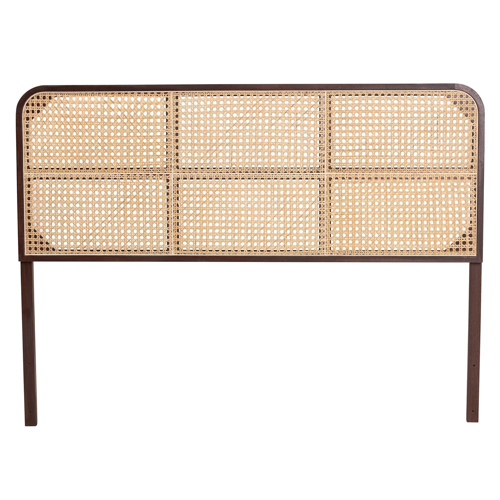 bali & pari Lainer Modern Bohemian Finished Bayur Wood and Bamboo Headboard