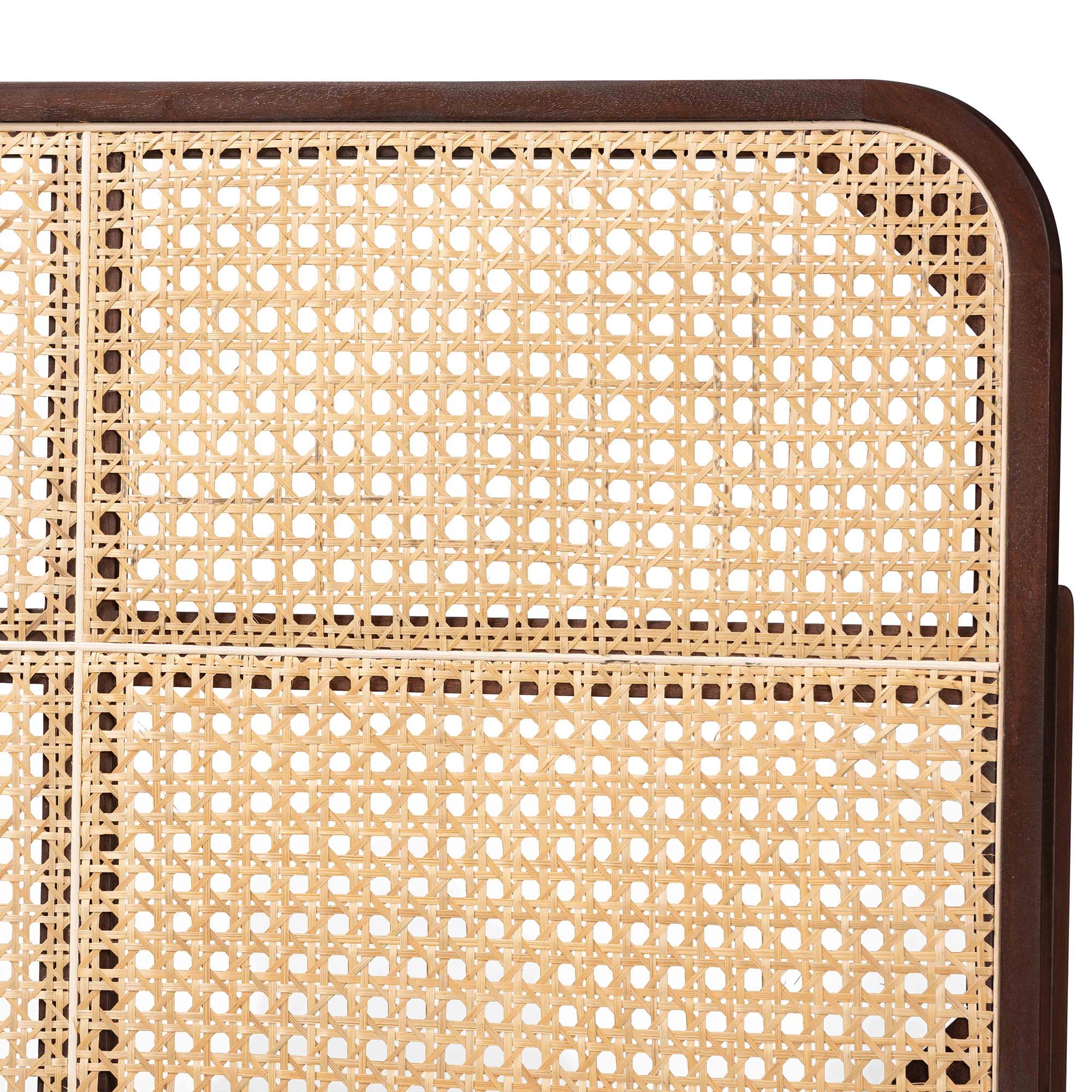 bali & pari Lainer Modern Bohemian Finished Bayur Wood and Bamboo Headboard