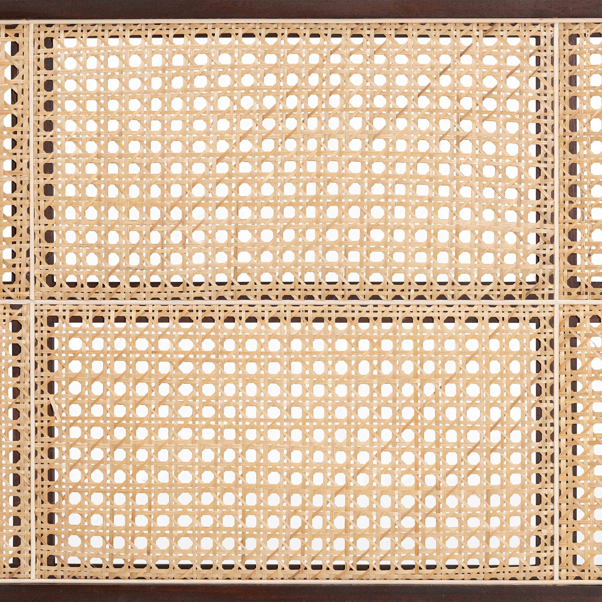 bali & pari Lainer Modern Bohemian Finished Bayur Wood and Bamboo Headboard