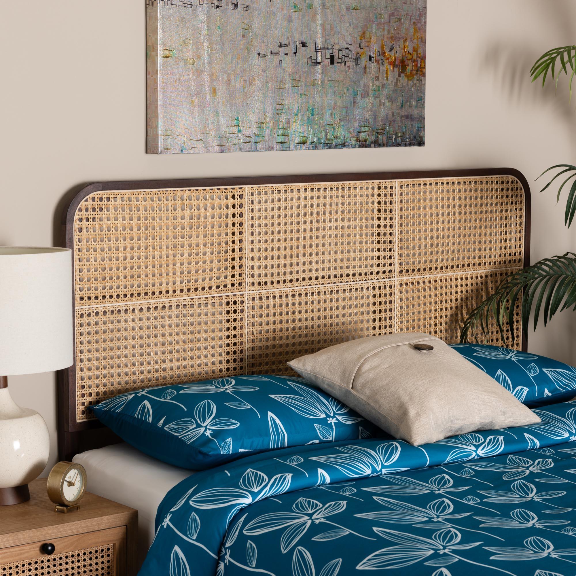 bali & pari Lainer Modern Bohemian Finished Bayur Wood and Bamboo Headboard