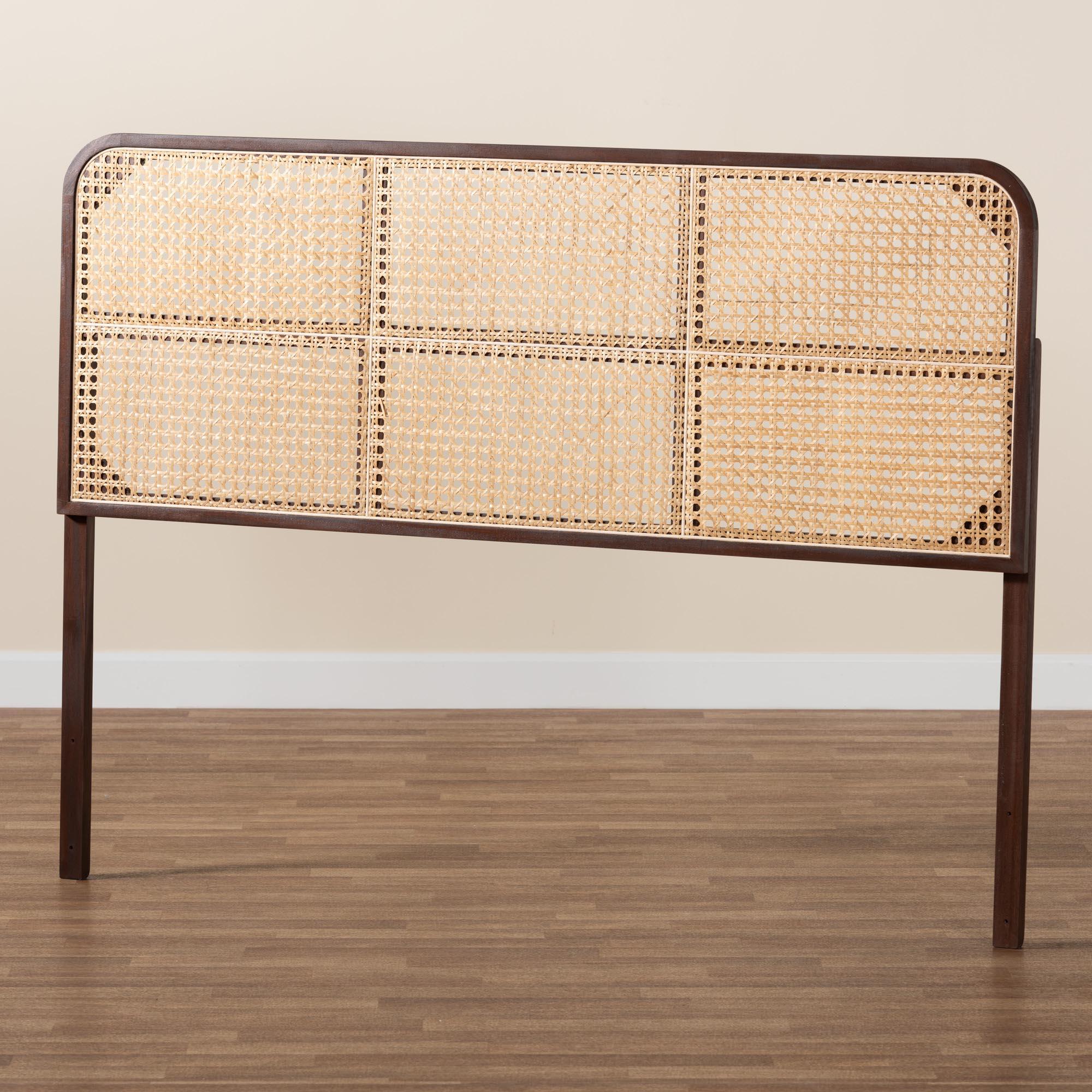 bali & pari Lainer Modern Bohemian Finished Bayur Wood and Bamboo Headboard