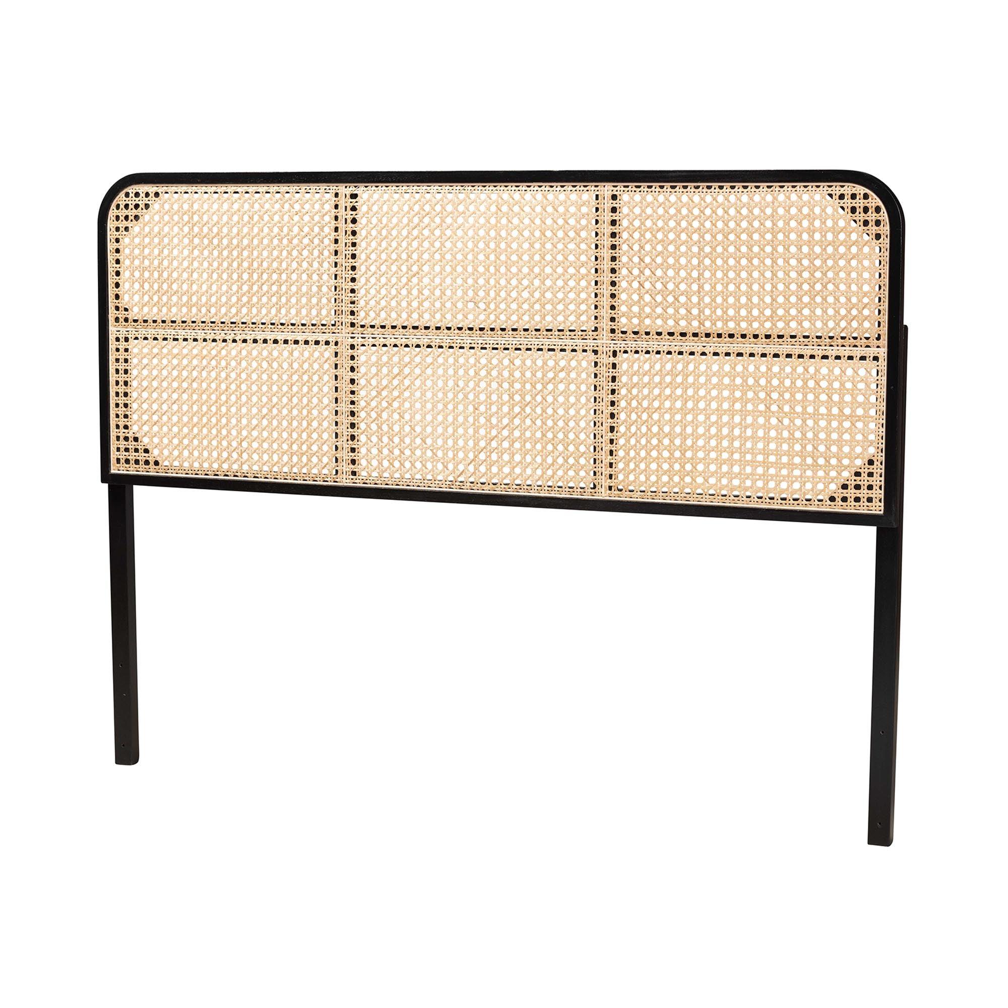 bali & pari Lainer Modern Bohemian Finished Bayur Wood and Bamboo Headboard