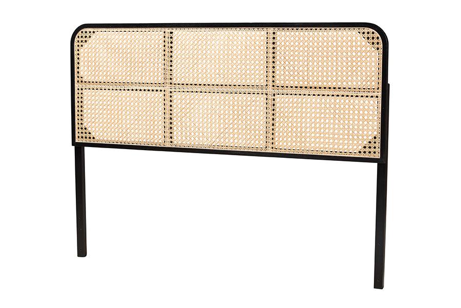 bali & pari Lainer Modern Bohemian Finished Bayur Wood and Bamboo Headboard