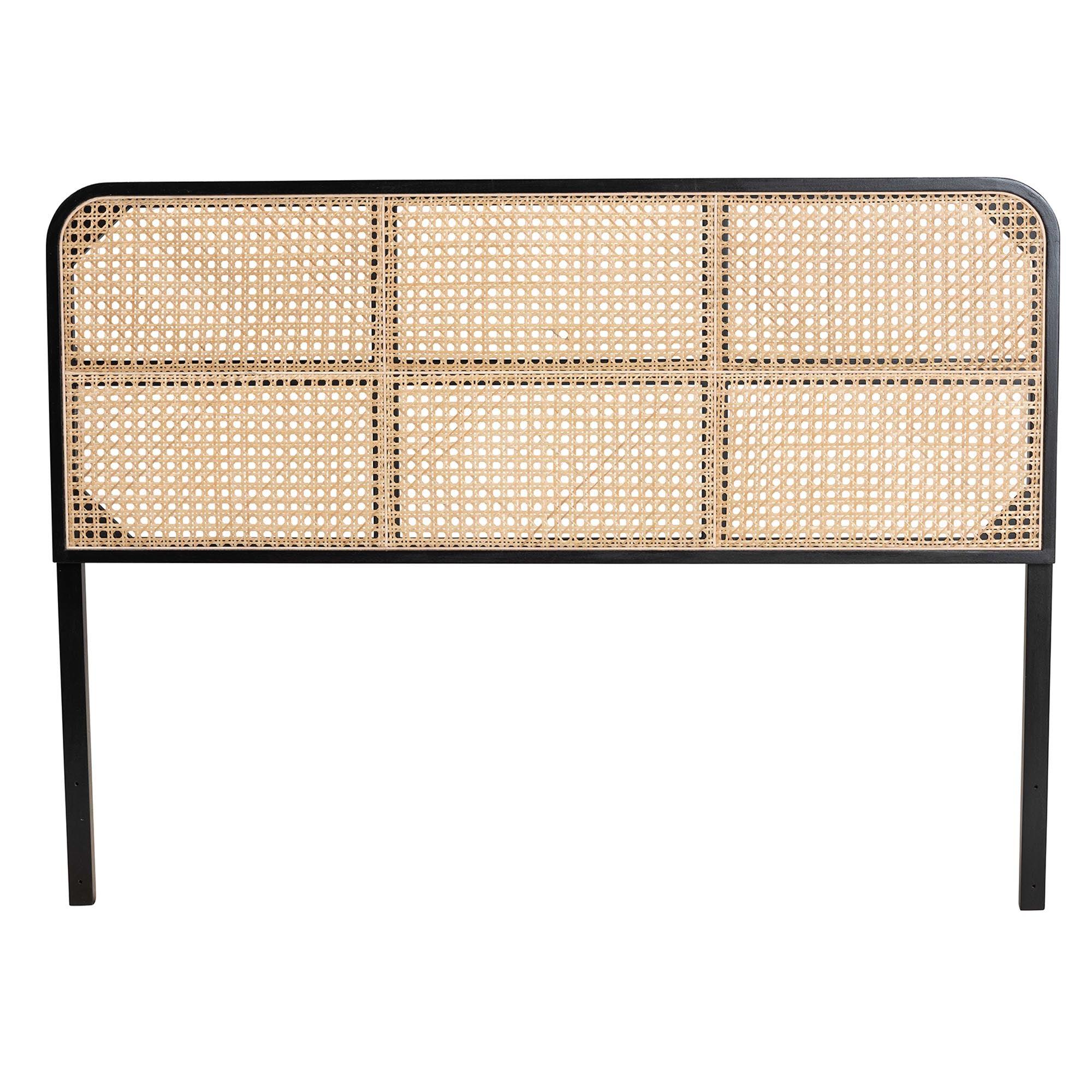 bali & pari Lainer Modern Bohemian Finished Bayur Wood and Bamboo Headboard
