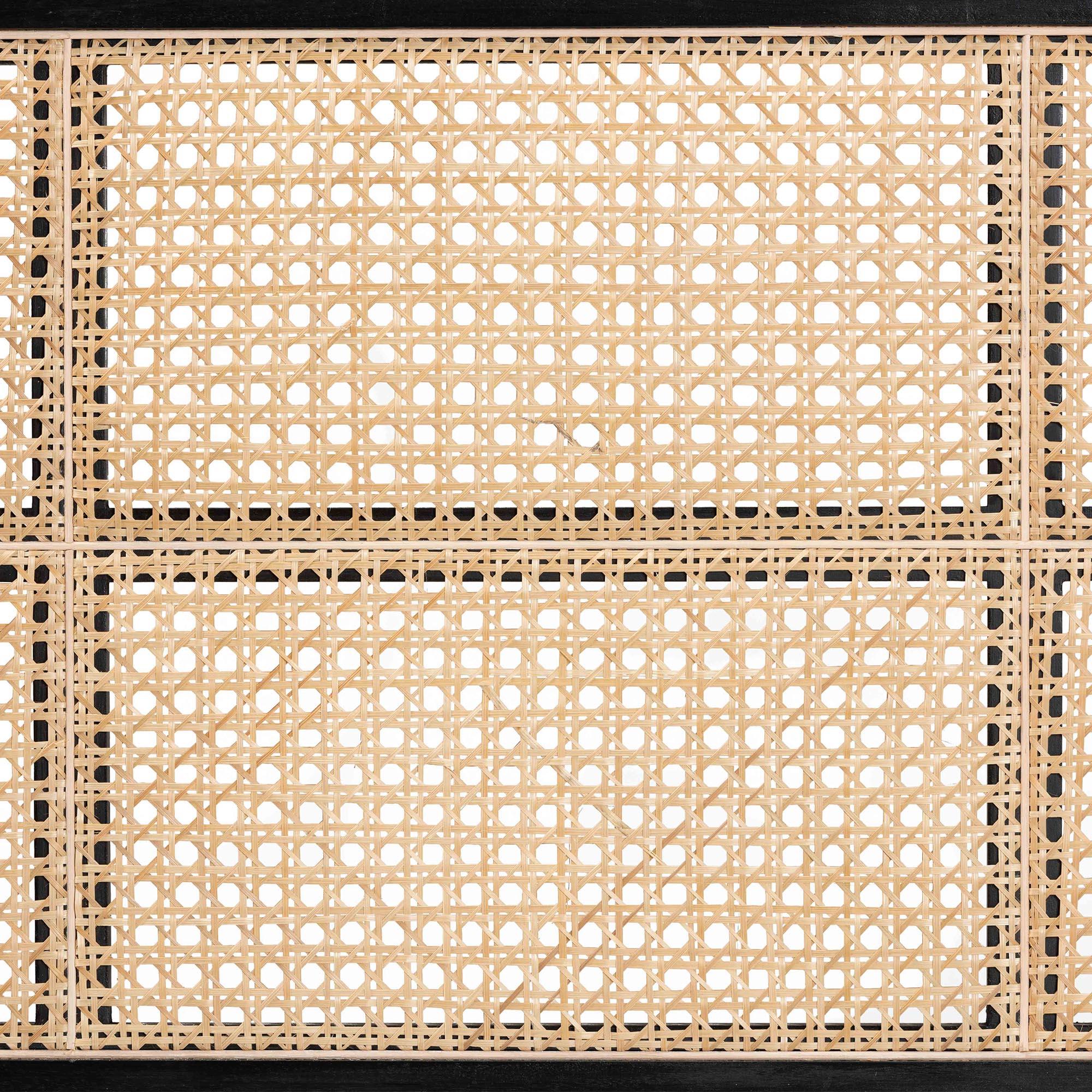 bali & pari Lainer Modern Bohemian Finished Bayur Wood and Bamboo Headboard