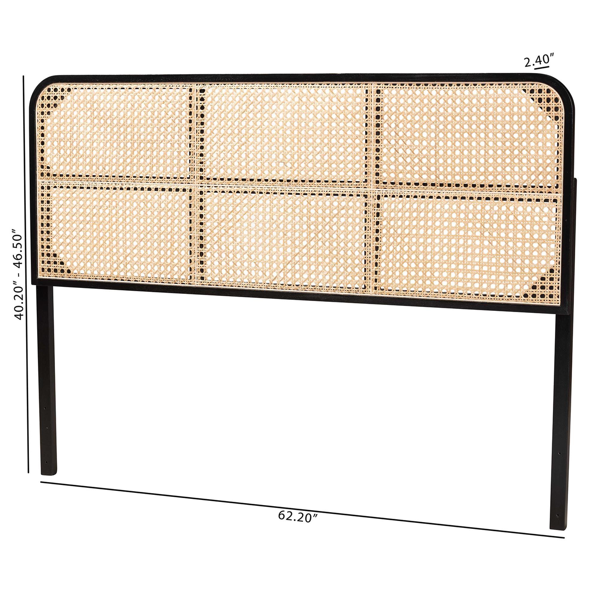 bali & pari Lainer Modern Bohemian Finished Bayur Wood and Bamboo Headboard